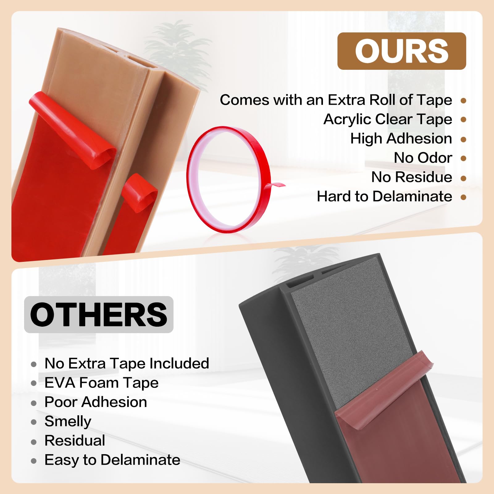 Floor Transition Strip Vinyl Door Threshold Ramp Self Adhesive Carpet Edging Strip Doorway Edge Trim, Overlap Edge Reducer for Laminate Carpet, Floor, Tile (Brown wood grain, 1/5" to 2/5", 3.3Ft)