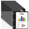 HAUTOCO 12 Pack Plastic Report Covers with 3 Prongs Fasteners Clear Front Resume Portfolio Folder for 8.5x11 Letter Size Paper, Presentation Document Report Cover for School Office Business, Black