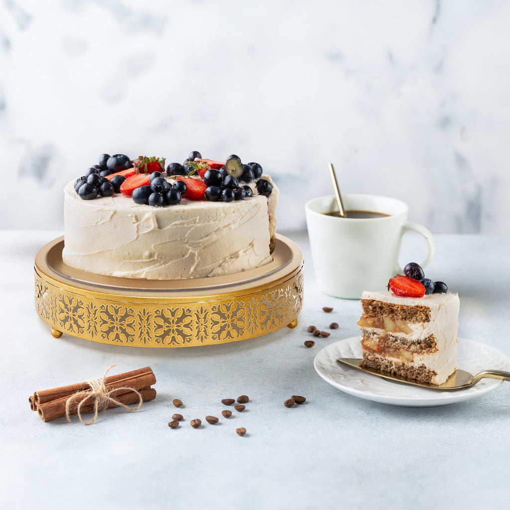 Coloch 3 Pack Golden Cake Stand Set, Round Metal Dessert Display Stand Decorative Cake Holder Cupcake Pastry Candy Display Plate for Wedding, Party, Birthday, Event
