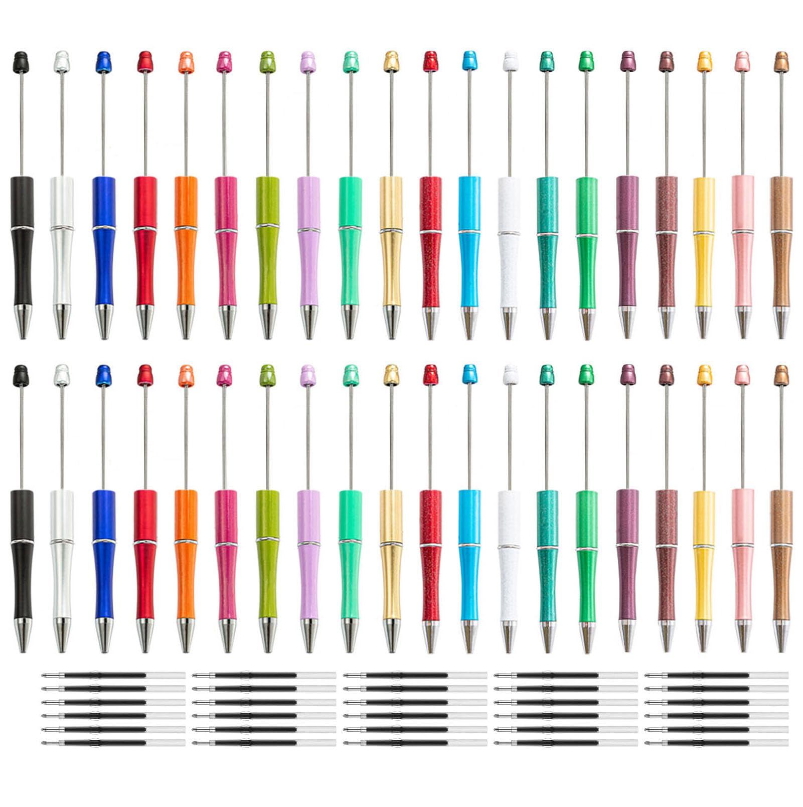 40pcs Beadable Pen, BetterJonny Plastic Bead Pen Black Ink Blue Ink Ballpoint Pens Creative DIY Pens Assorted Cute Cool Pen for Kids Student Teacher Office School Supplies, 20 Colors