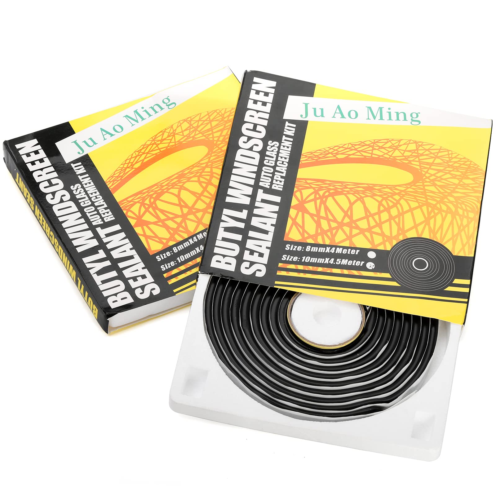 ZOOFOX 2 Pack Butyl Seal Tape, 3/8" x 30 Feet Black Rubber Sealant, Leak Proof Putty for RV Patching, Window Caulking, Door, Headlight, Windshield, Boat Sealing, Roof Patching