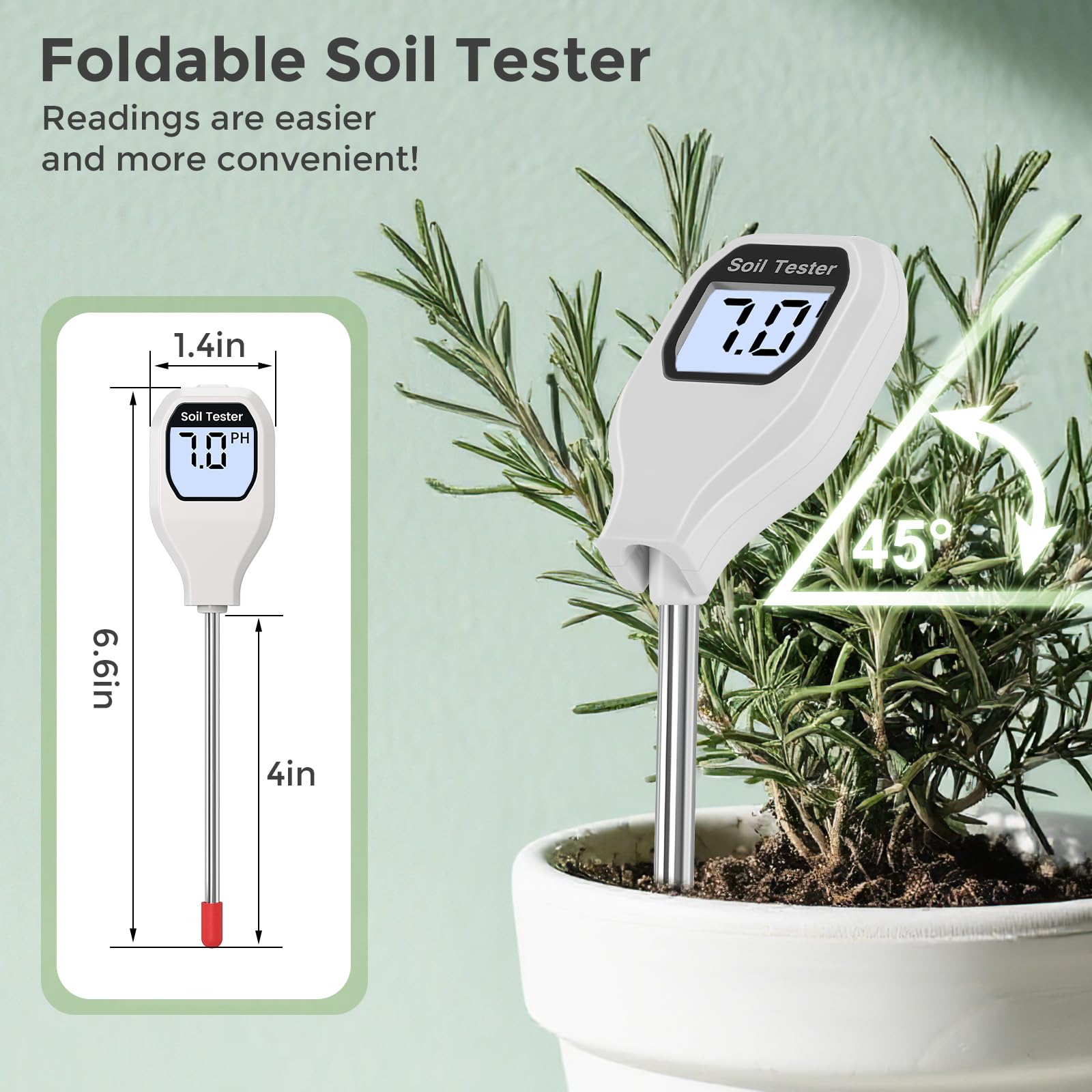 YAMRON 2-in-1 Soil Moisture Meter，Soil ph Tester Digital，Plant Water Monitor，Plant Moisture Meter for Garden, Farm, Lawn, Indoor & Outdoor