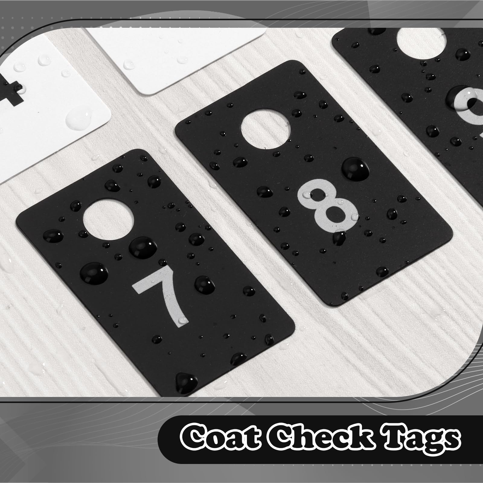 600Pcs Coat Check Tags 2 Part Plastic Check Tickets 1.5x2.5inch Number Tags 1 to 300 with Hole Reusable Coat Room Cards Claim Ticket for Closet Organization Live Sale Draws Cloakroom Storage Black