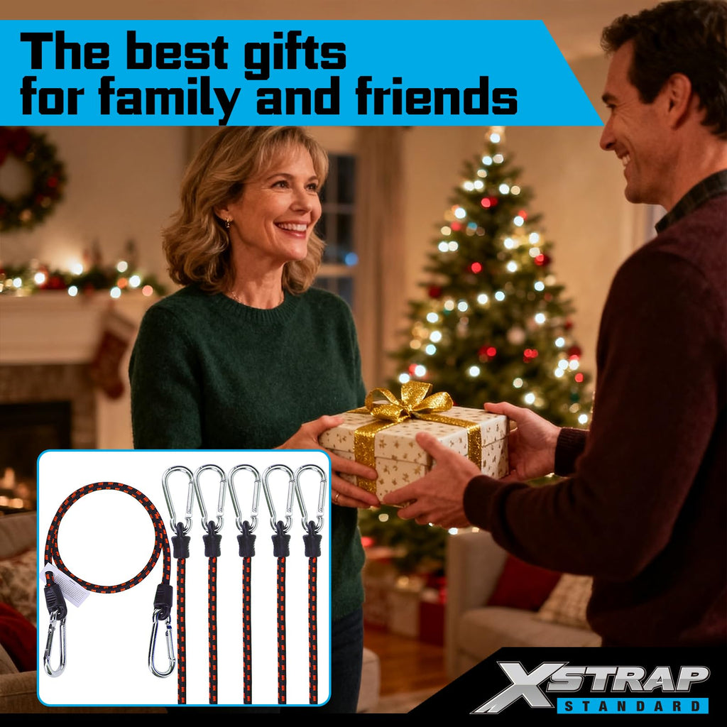 XSTRAP STANDARD 6PK Bungee Cords with Carabiners 24 Inch Heavy Duty Straps Strong Elastic Rope Locks onto Anchor Points of Luggage Rack/Cargo/Camping