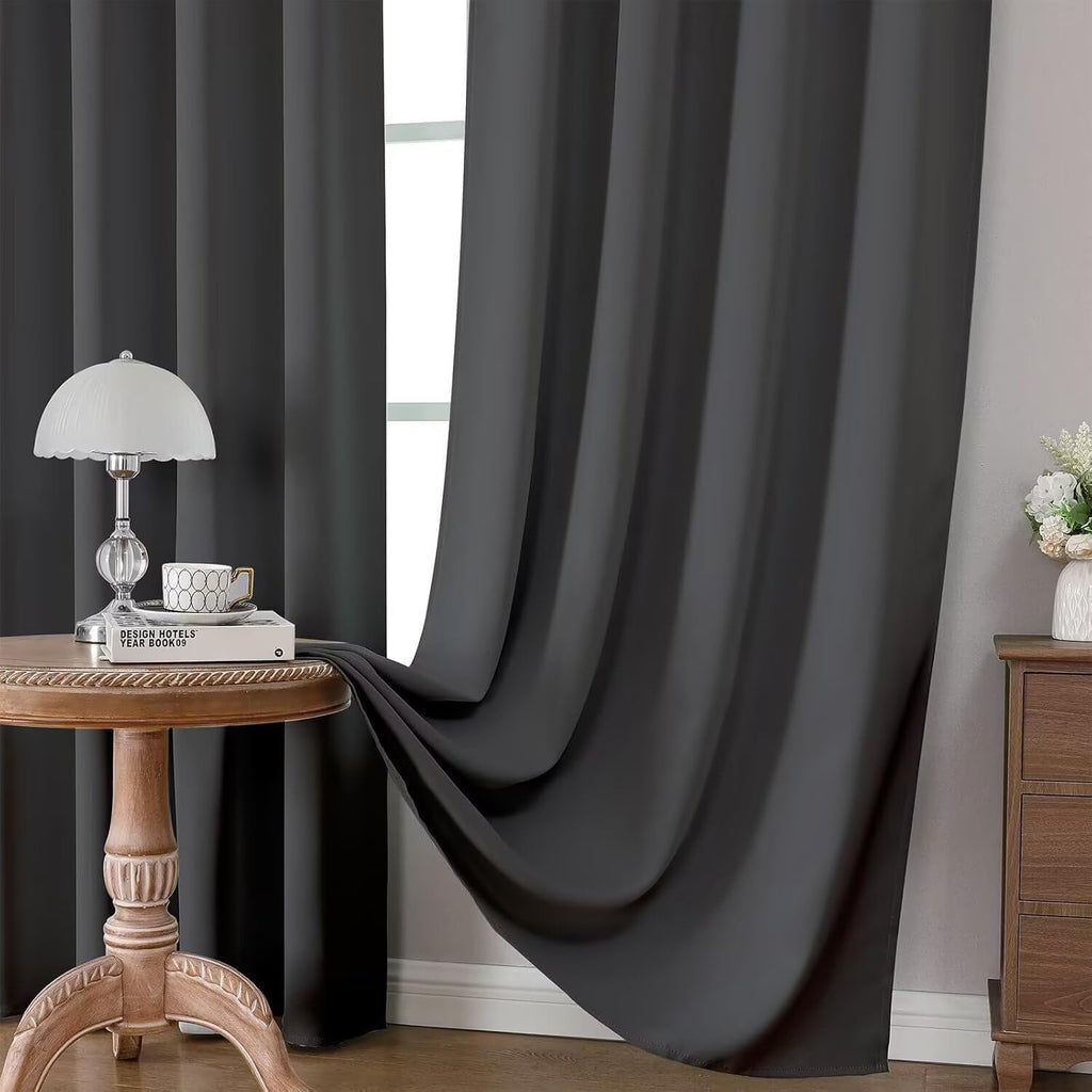 Joydeco Blackout Curtains 2 Panels, Black Out Curtains 84 Inches Long, Room Darkening Grommet Drapes for Bedroom Living Room Windows (W52 x L84 Inch, Dark Grey)
