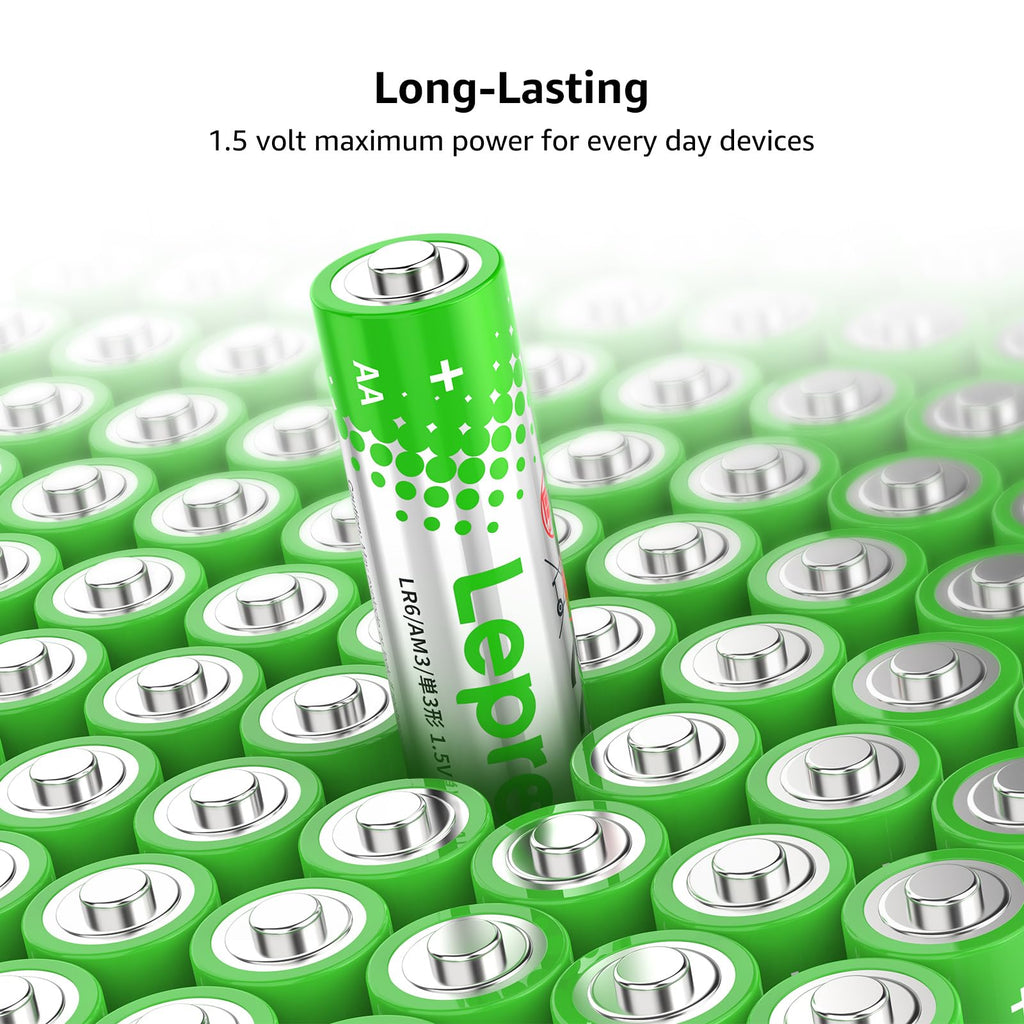 Lepro 24 Pack AA and AAA Batteries Combo Pack, High-Performance Alkaline Batteries, Included 12 Double AA Batteries & 12 Triple AAA Batteries, Long Lasting, Leak-Proof, Ideal for Everyday Devices