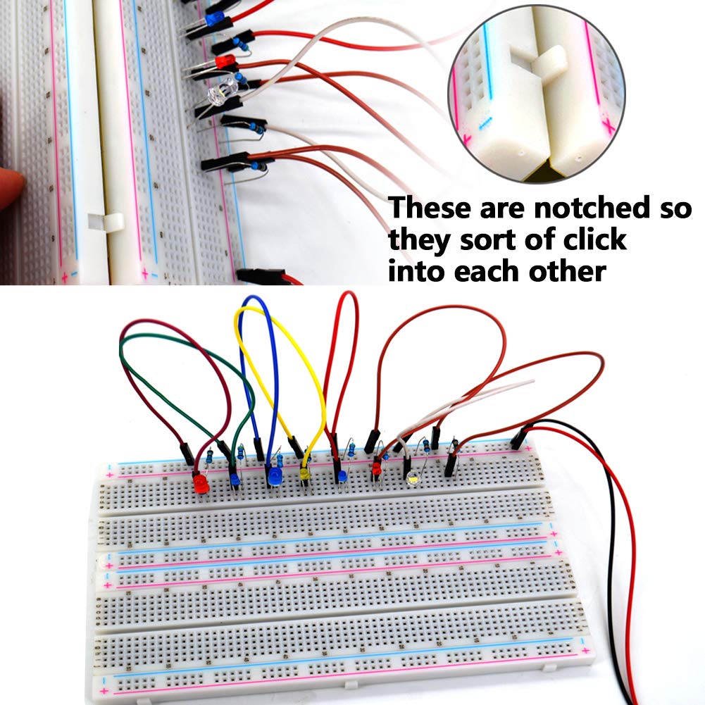 3 Pack Solderless Plug in Breadboard with 3 Pack Jumper Wires, 830 Tie-Point 4 Power Rails Breadboard for Circuit Test (40 Pin Male to Female,40 Pin Male to Male,40 Pin Female to Female)