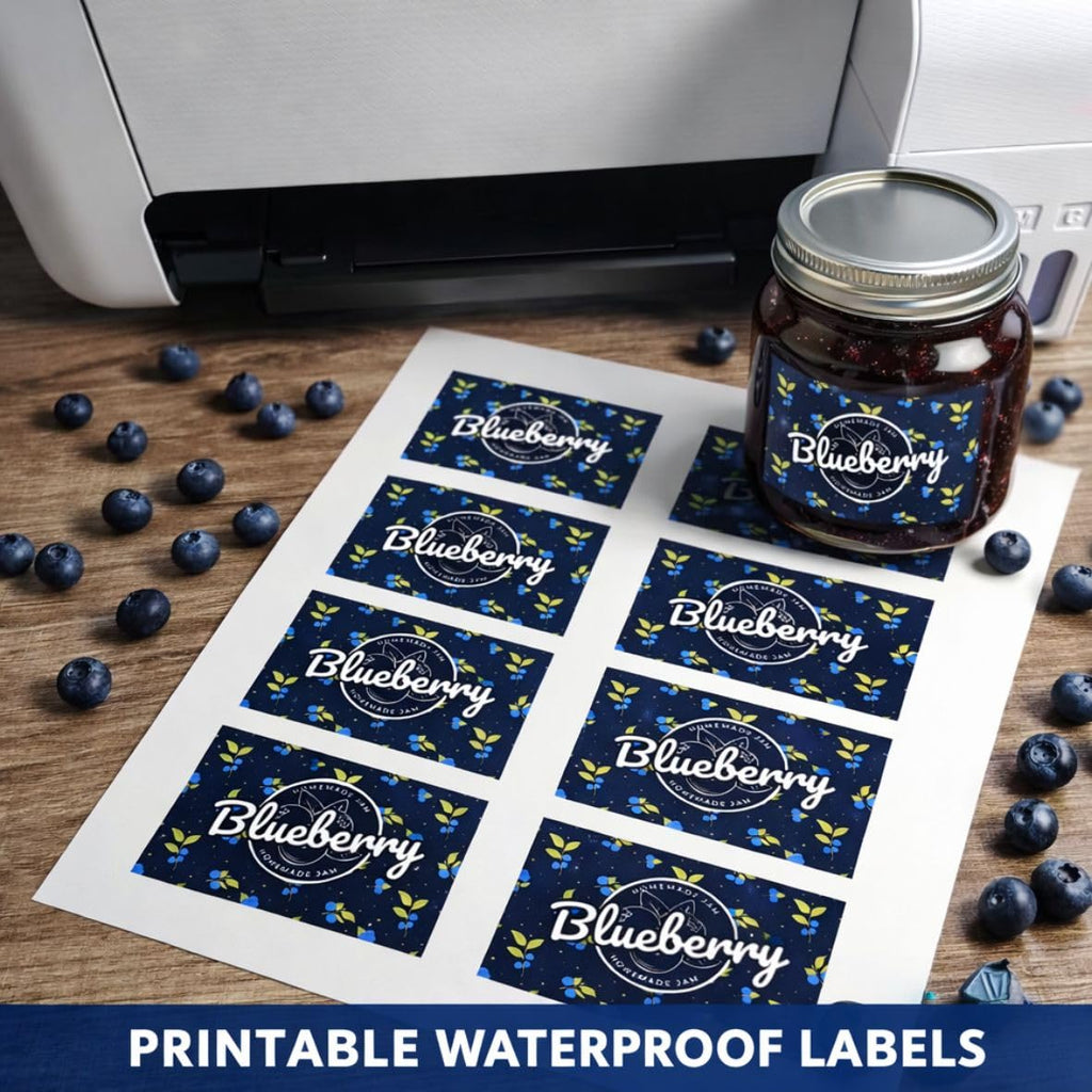 2x3 inch Bottle Labels Printable Glossy White Waterproof Vinyl Sticker Labels 160 Labels for Inkjet or Laser Printer