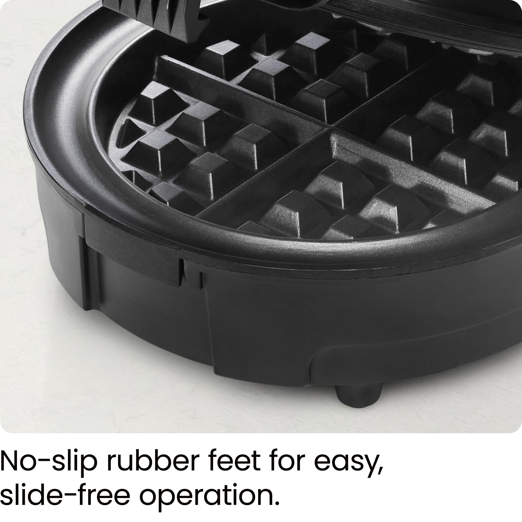 Chefman Anti-Overflow Belgian Waffle Maker w/ Shade Selector, Temperature Control, Mess Free Moat, Round Iron w/ Nonstick Plates & Cool Touch Handle, Measuring Cup Included, Black
