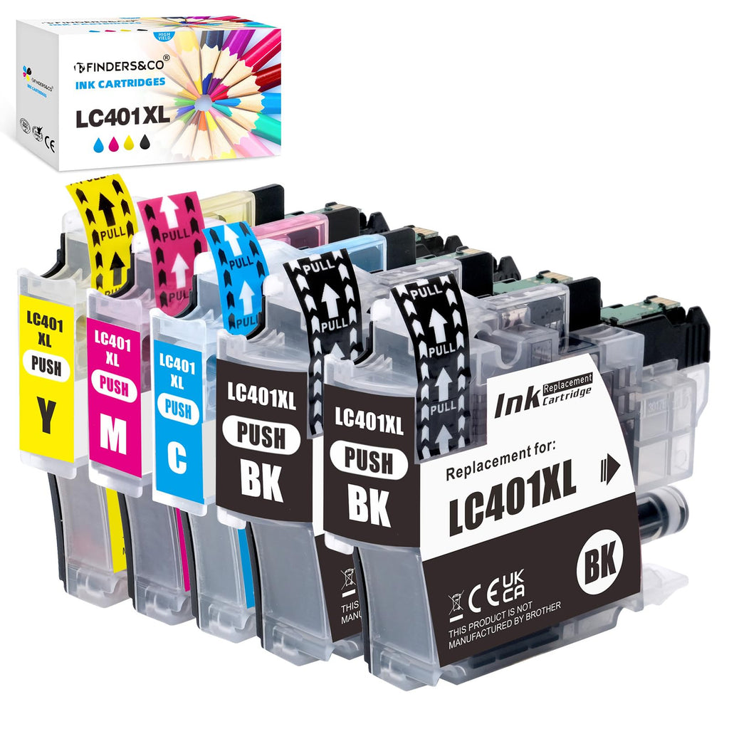 LC401XL Ink Cartridges Replacement for LC 401XL LC-401XL Ink Use with MFC-J1010DW MFC-J1012DW MFC-J1170DW Printer (2BK, 1C, 1M, 1Y)