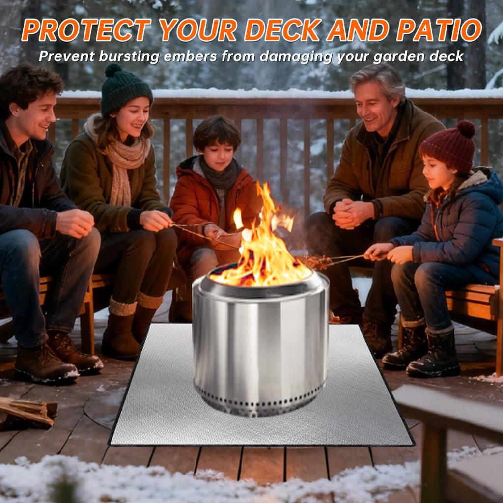 40" Square Fire Pit Mat Grill Mat,DocSafe Fireproof Mat 3 Layers Fire Pit Pad for Deck Patio Grass Outdoor Wood Burning Fire Pit and BBQ Smoker,Easy to Clean,Black & Silver