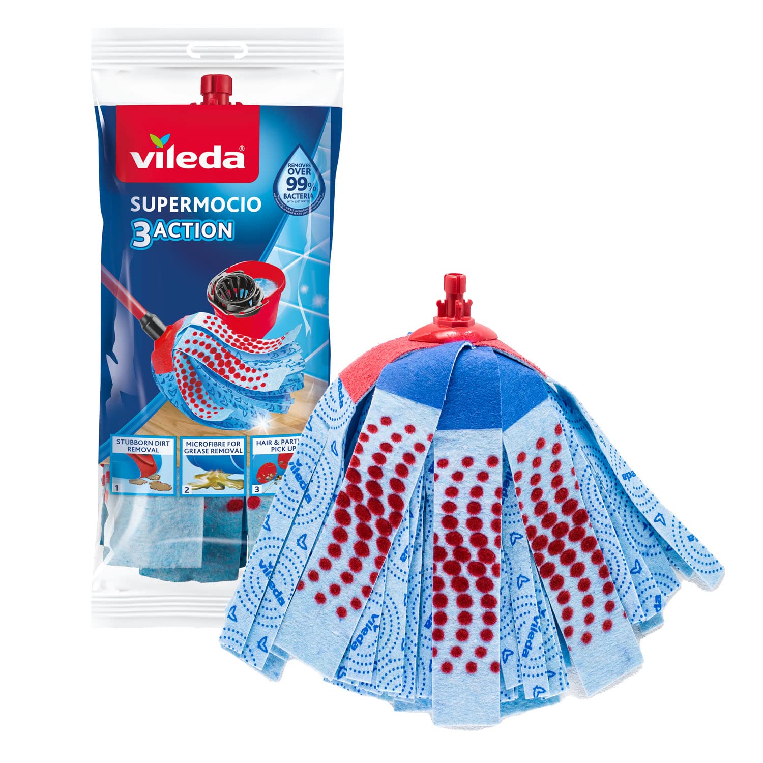 Vileda 3Action XL SuperMocio 3 Action, 27 x 27 x 6,5 cm, Blue