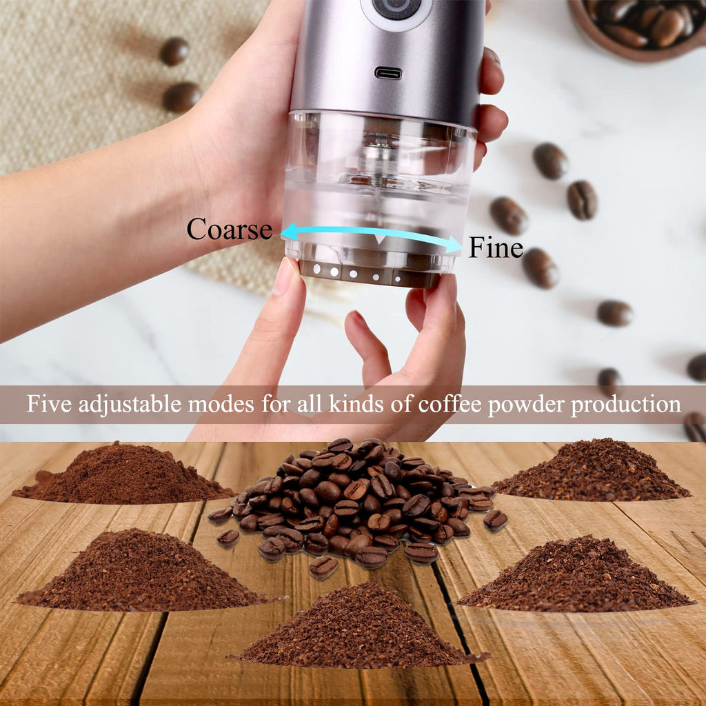 Mulli Portable Burr Coffee Grinder,Electric/Manual 2-in-1 Cafe Grind, Adjustable Burr Mill with 5 Precise Grind Setting for Drip/Espresso/PourOver