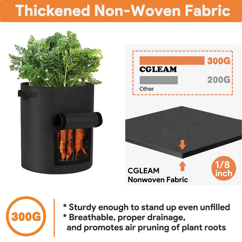 Potato Grow Bags 10 Gallon 4 Pack Fabric Pots Thickened Nonwoven Grow Bags with Reinforced Handles Garden Planting Bags for Tomato Vegetables Fruits Garden Pots Outdoor Indoor(14" Dia x 18" H)