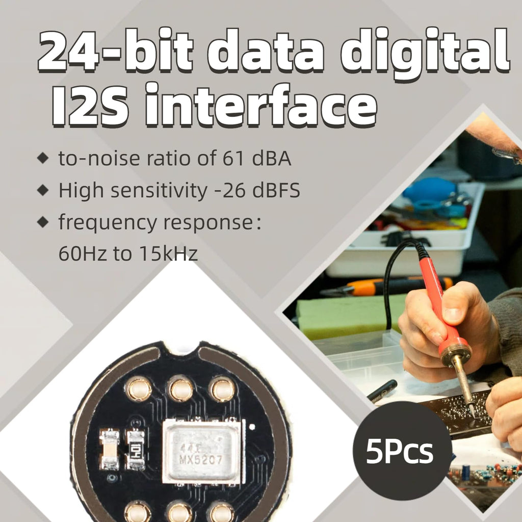 EC Buying 5Pcs INMP441 Omnidirectional Microphone Module MEMS I2S Interface Supports ESP32 High Precision Low Power Digital Output