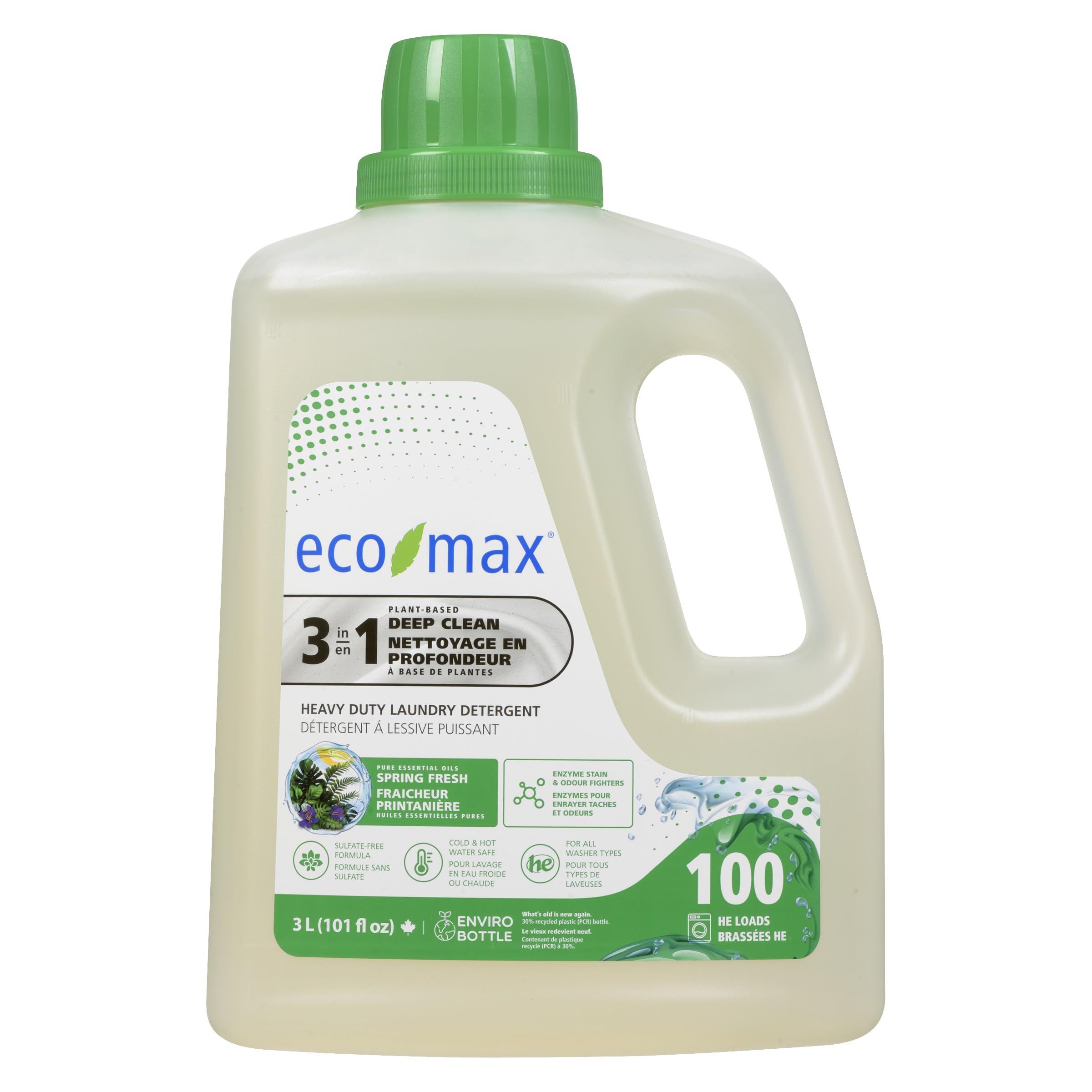 Eco-Max Heavy Duty Laundry Detergent 3 in 1 Deep Clean 100 Loads Cleans, Fights Stains, Deodorizes