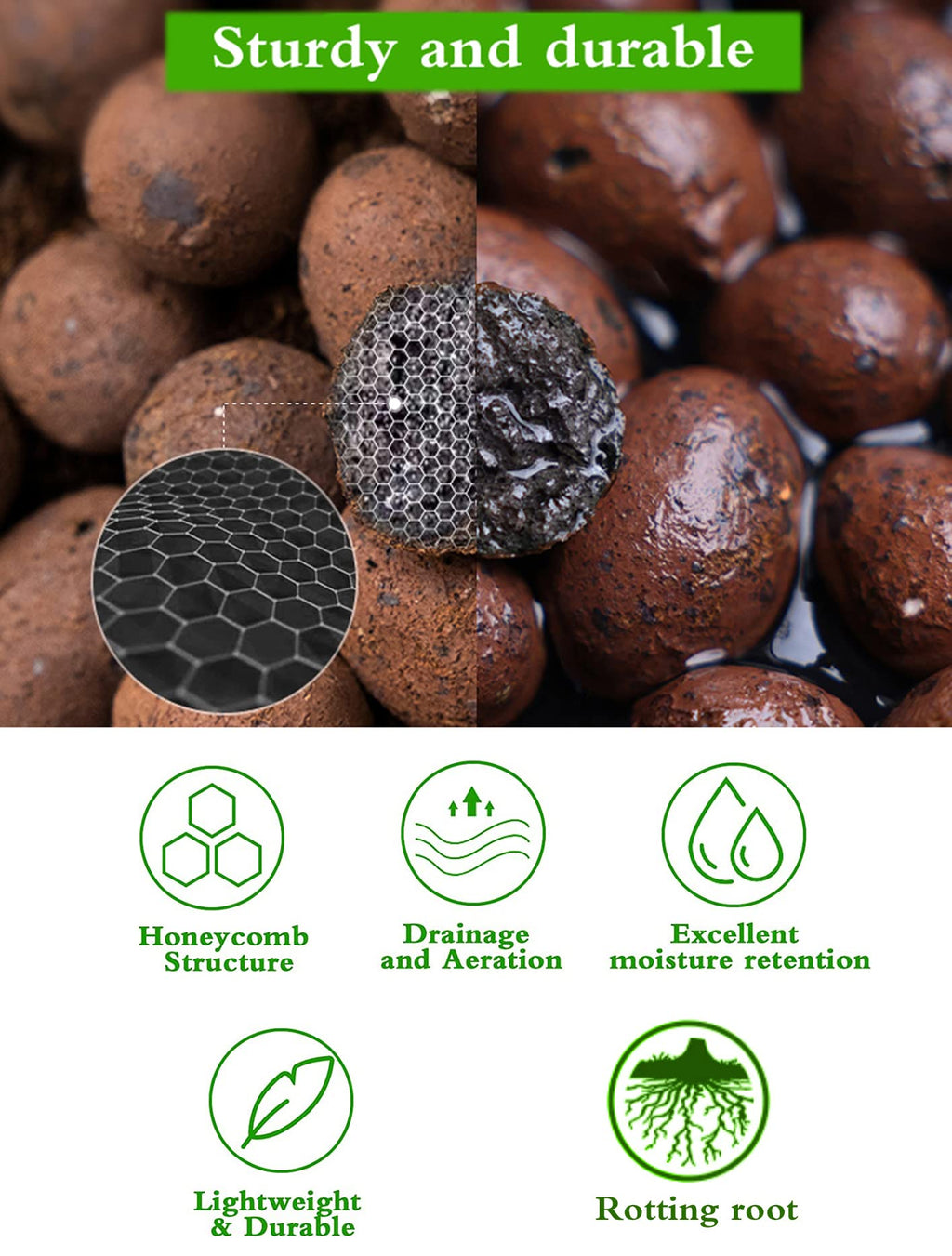 Organic Expanded Clay Pebbles,for Soil Hydroponic Rocks Orchids,Indoor Plants (6LB)
