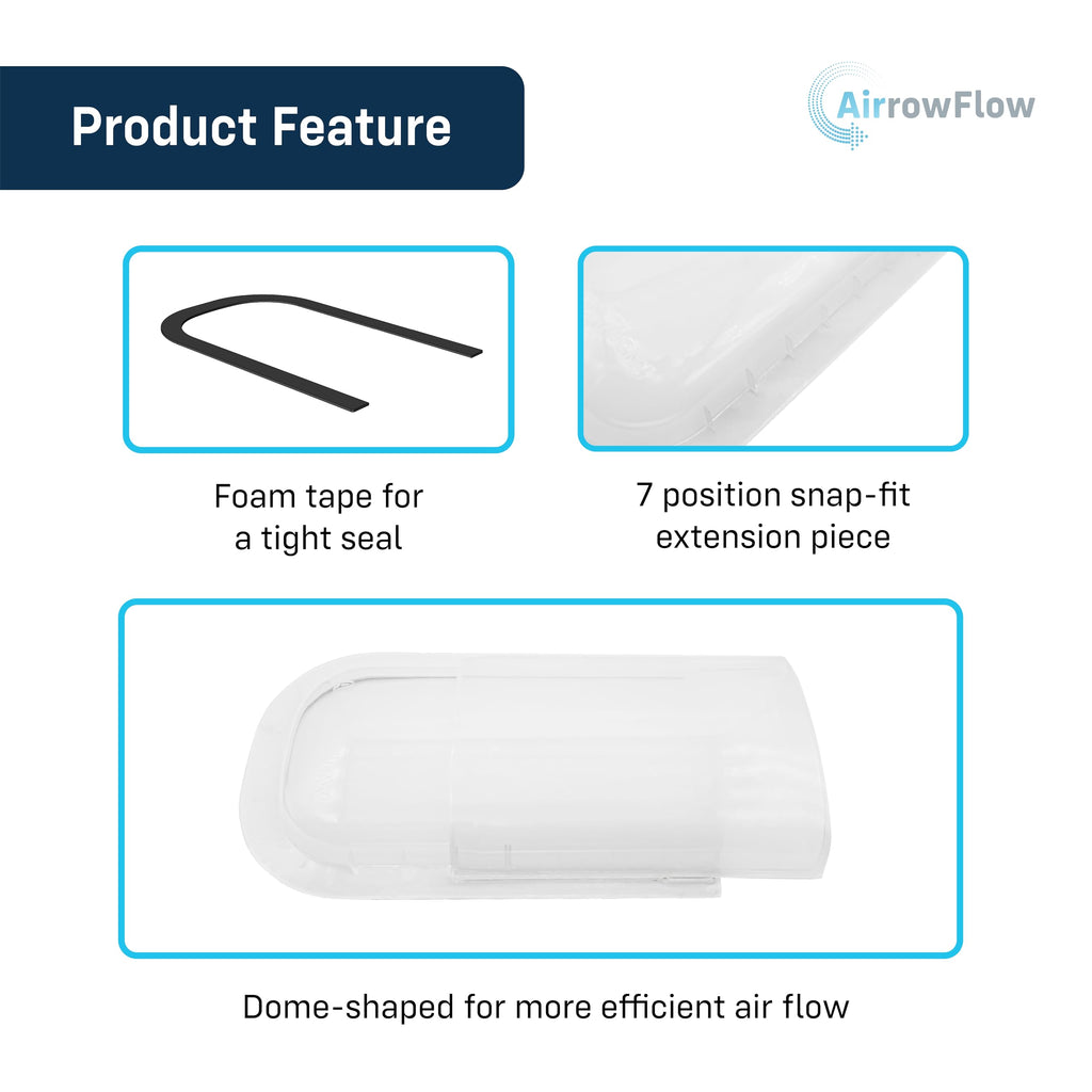 Sideways Floor Wall Ceiling Air Vent Deflector for Under Furniture Heat and Air Deflecting, Fits Vents 3" - 7" Wide, Also Extends Lengthwise up to 17.5", Foam Tape for Tight Seal