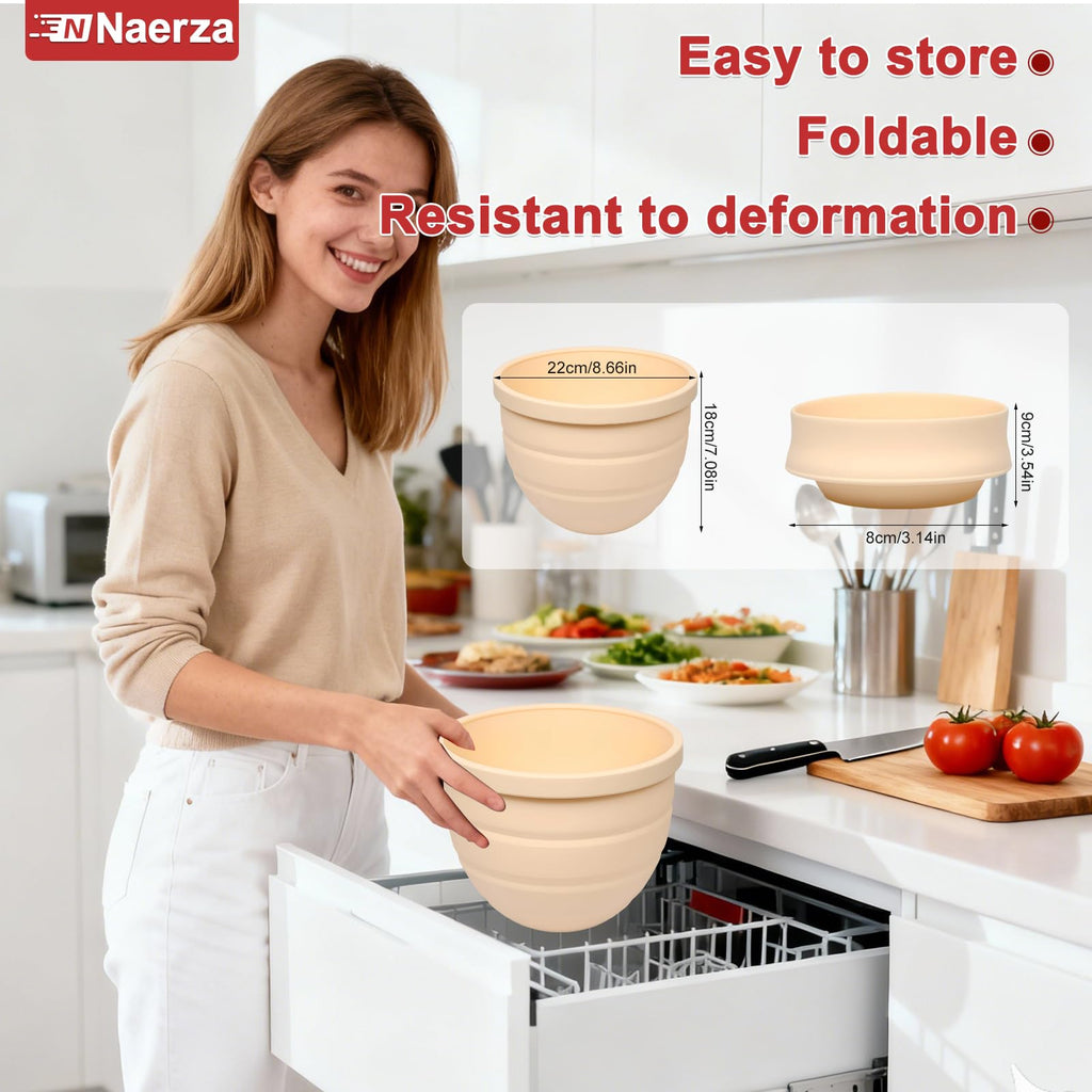 Naerza Silicone Bowl Liners Insert for Kitchen Aid Mixer 5 Qt,for KitchenAid Mixer Attachments and Accessories, Silicone Bowl Insert for Tilt-Head & Bowl-Lift Stand Mixers (Beige+Pink)