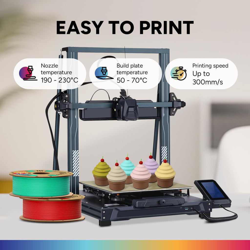 OVERTURE Matte PLA 3D Printer Filament 1.75mm, Matt Surface & Low Warping Filament 1kg Spool (2.2 lbs), Accuracy +/- 0.02 mm, Fit Most FDM Printers (Matte Black)