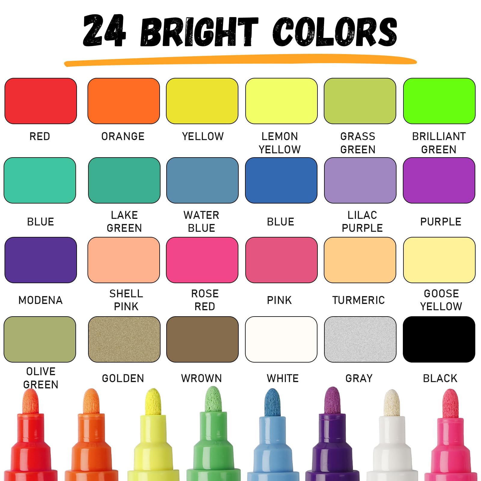 24 Liquid Chalk Markers,Chalk Markers for Blackboards, Chalk Board Markers for Dry Wet Erase, Non-Toxic Ink, Chalkboard Chalks for Non-porous Window,Glass,Bistro LED Board With Stickers