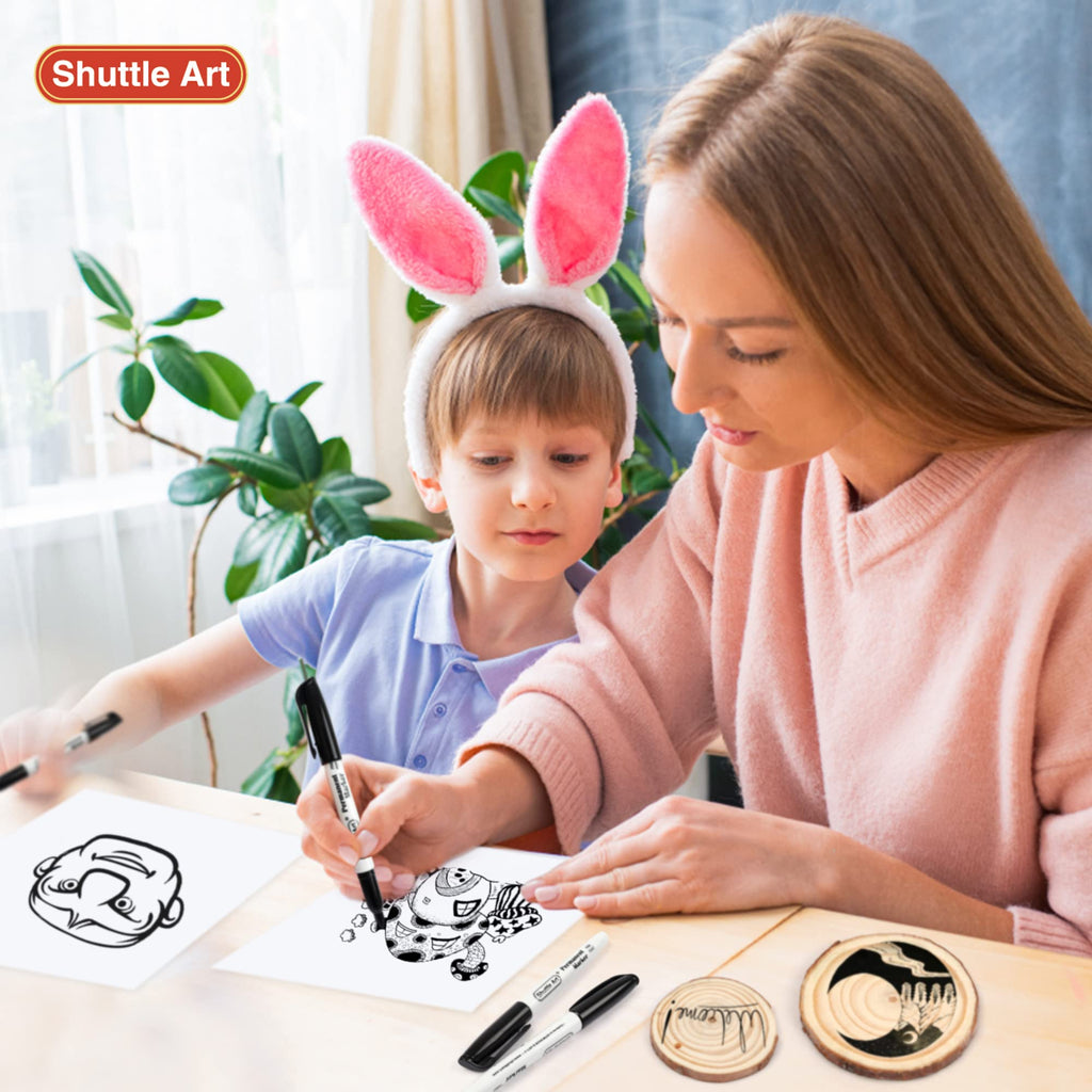 Shuttle Art Permanent Markers, 30 Pack Black Permanent Marker set,Fine Point, Works on Plastic,Wood,Stone,Metal and Glass for Doodling, Marking…