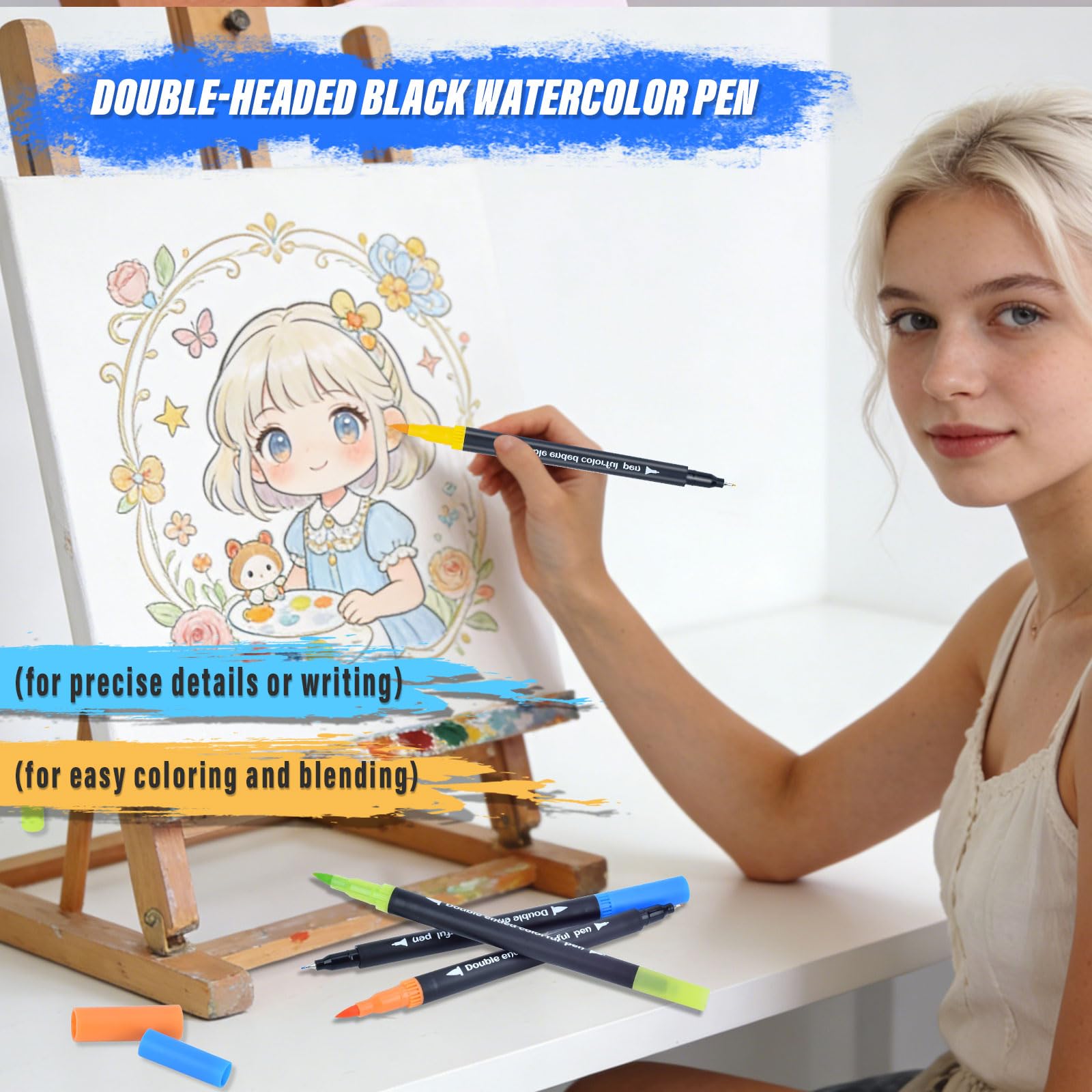 72 Colors Dual Markers Brush Pens for Adult Coloring,0.4MM Fine Point Art Marker, Double Tip Watercolor Brush Pens Coloring Marker for Hand Lettering, Drawing,Painting