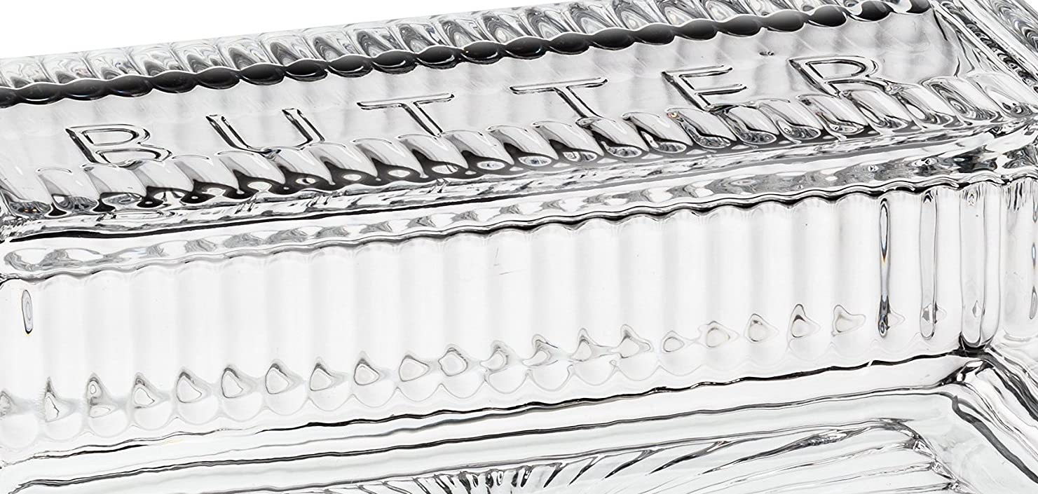 Abbott Collection Quarter Pound Butter Dish with Lid, Clear Glass (7" Long)