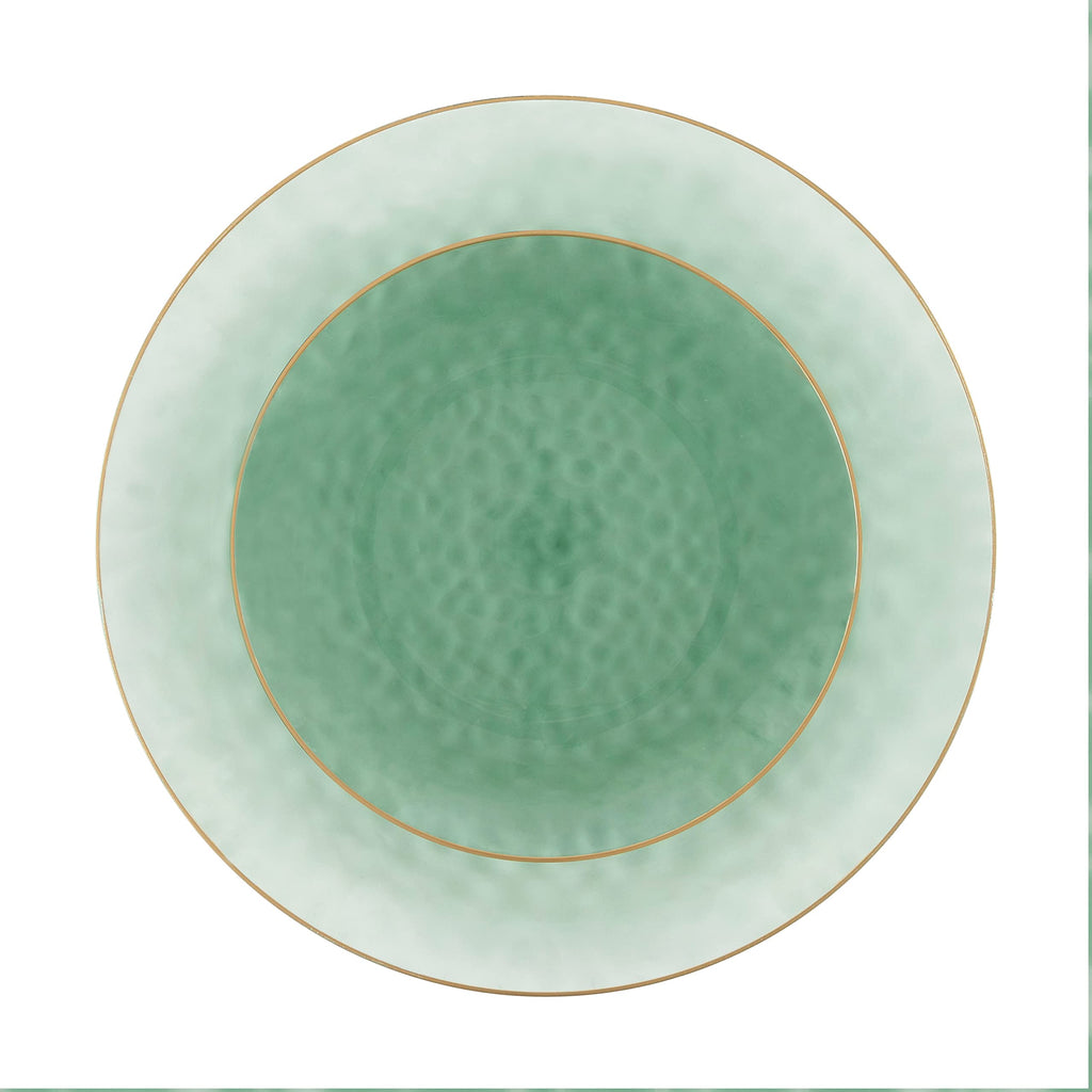 PLASTICPRO 32 Piece Combo Plates Set includes 16-7'' inch Plate & 16-10'' inch Plates Green Hammered Plastic Party Dish Premium ST patricks day Party Dishes