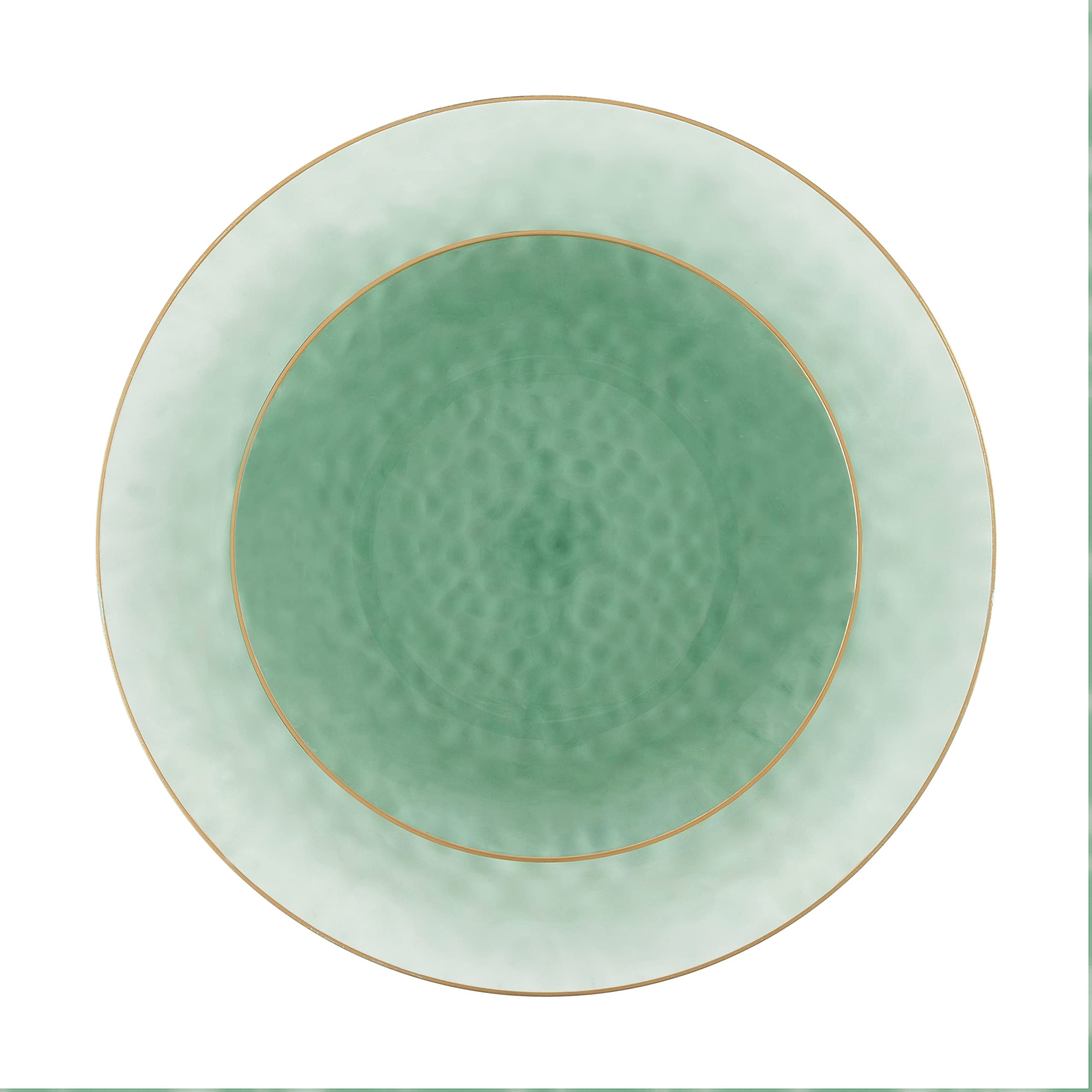 PLASTICPRO 32 Piece Combo Plates Set includes 16-7'' inch Plate & 16-10'' inch Plates Green Hammered Plastic Party Dish Premium ST patricks day Party Dishes