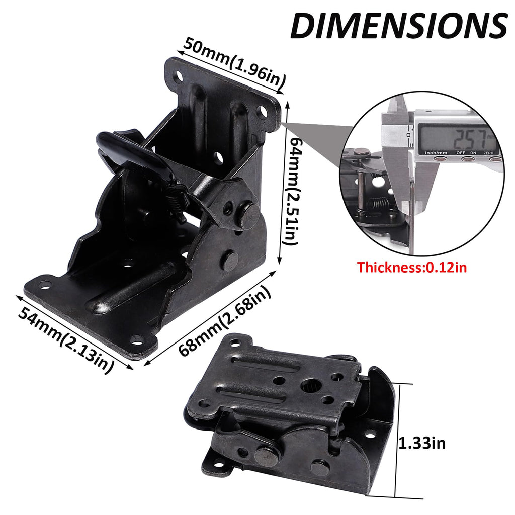 Li-TianFeng 4 Pack Folding Brackets, TopDirect Lock Extension Support Bracket Foldable Self Lock Hinges with Screws for Table Bed Leg Feet