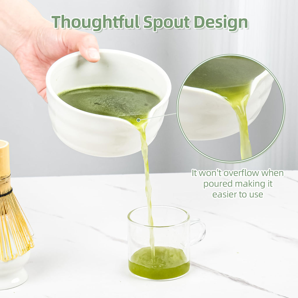 Matcha Whisk Set - Japanese Household Matcha Tea Kit for Tea Lovers (White)