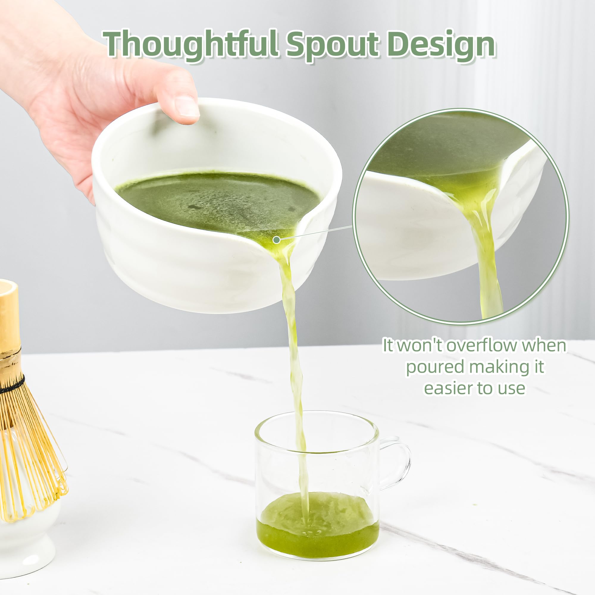 Matcha Whisk Set - Japanese Household Matcha Tea Kit for Tea Lovers (White)