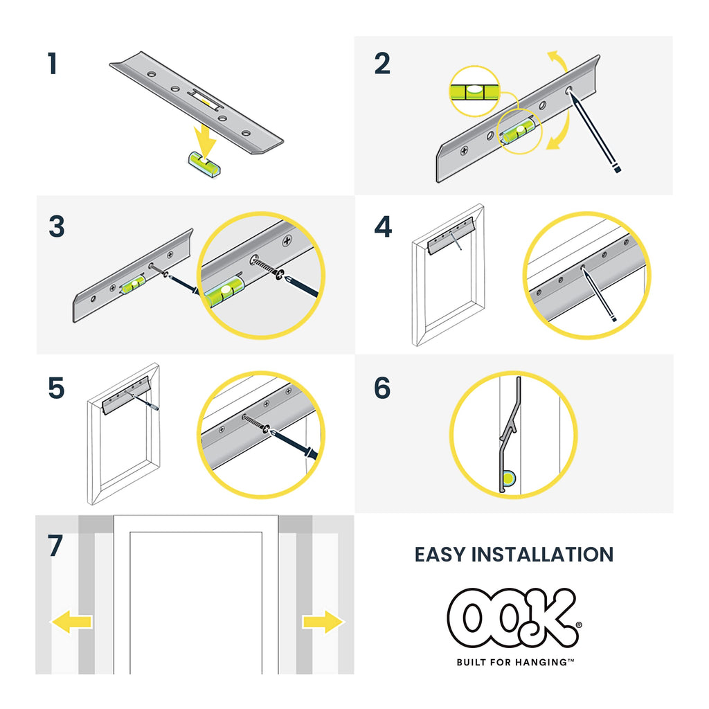 OOK 533208 French Cleat, Picture and Mirror Hanger with Hardware, 100lb, Aluminum (9 Piece)