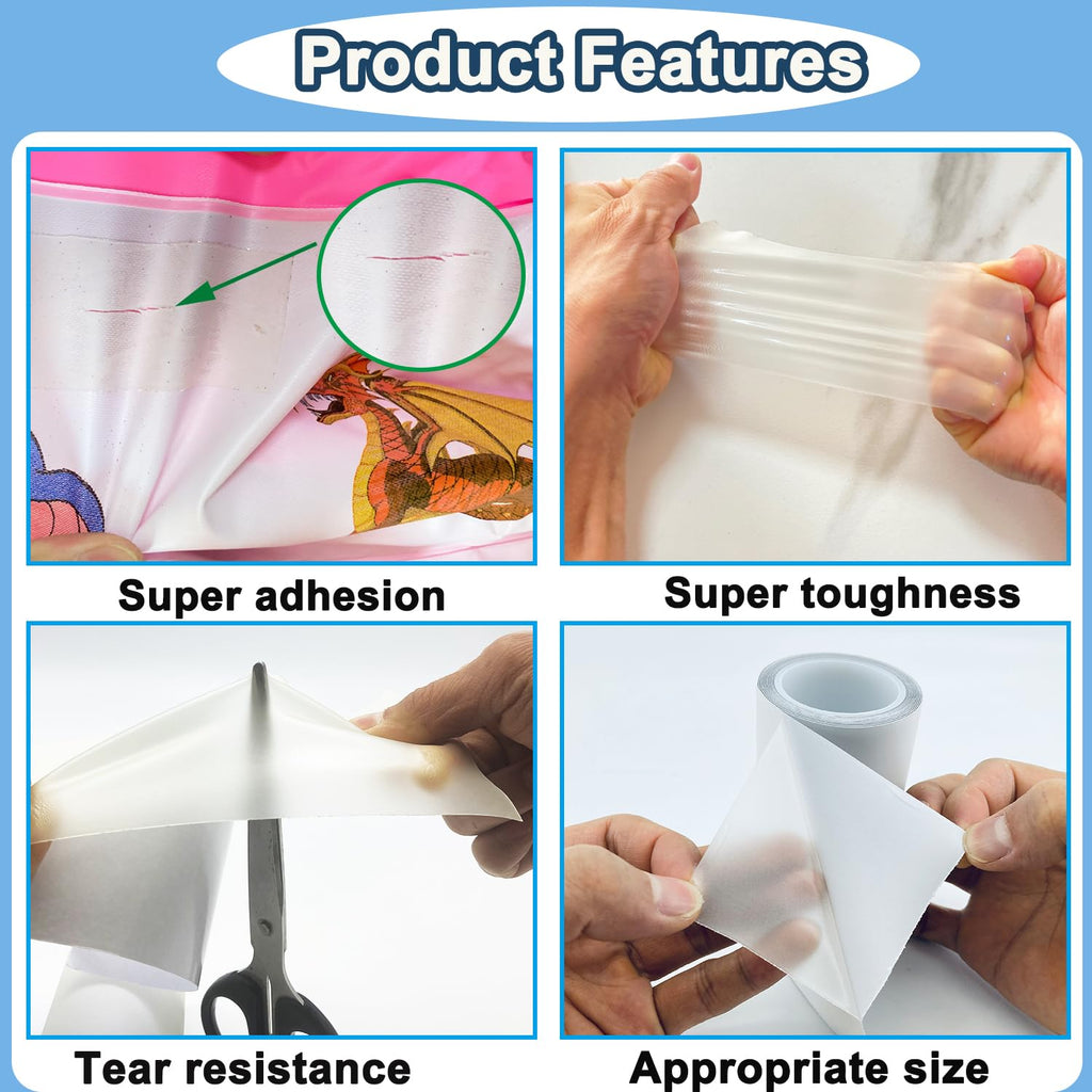 KAIHENG 4IN x 7FT Inflatable Patch Repair Kit, Waterproof TPU Air Mattress Patch Kit, Pool Repair Patch, Repair Tape for Pool Swimming Ring Pool Floats Bounce House Air Bed Tent Inflatable Toys
