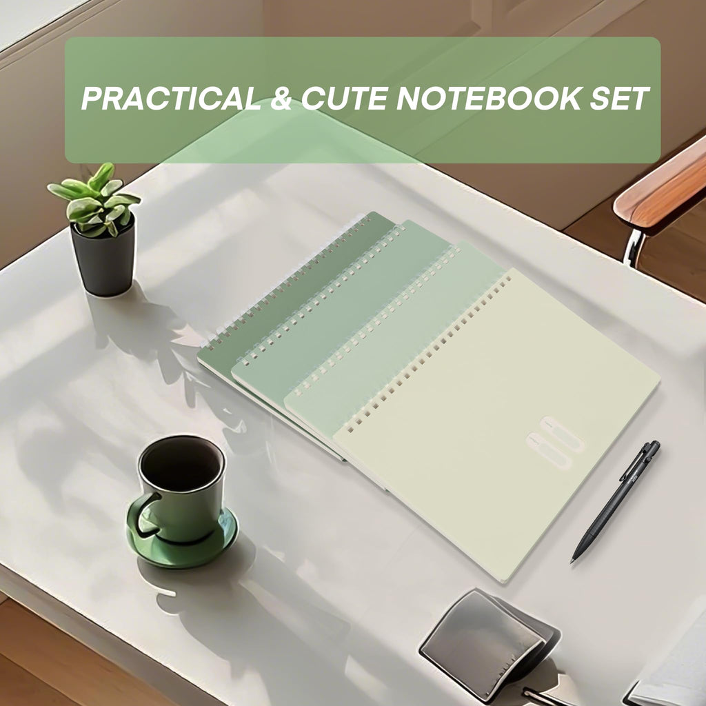 Colacoo 4 Pack B5 Spiral Notebook - PP Hardcover Spiral Bound Notebook with Soft Coil, 7 x 10" Coil Notebook College Ruled Lined Journal Notebook, 70 Sheets/140 Lined Pages, Assorted Green