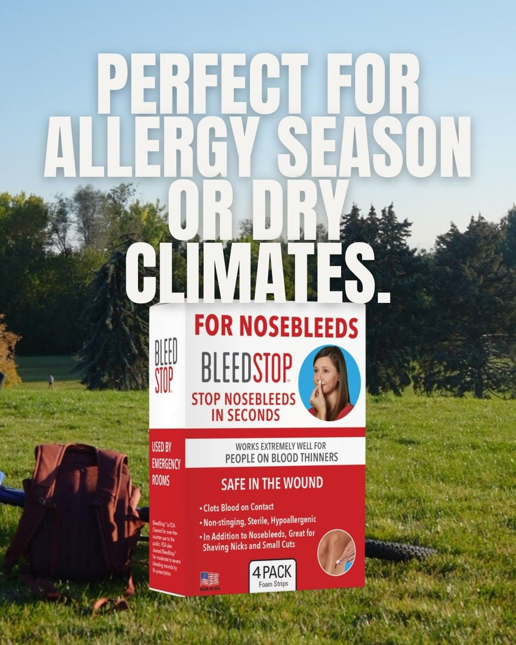 BleedStop™ Nosebleed Strips – Fast Acting Blood Coagulant Foam Inserts – Helps Clot Blood on Contact – Non-Stinging Sterile Hypoallergenic for Mild to Heavy Nosebleeds