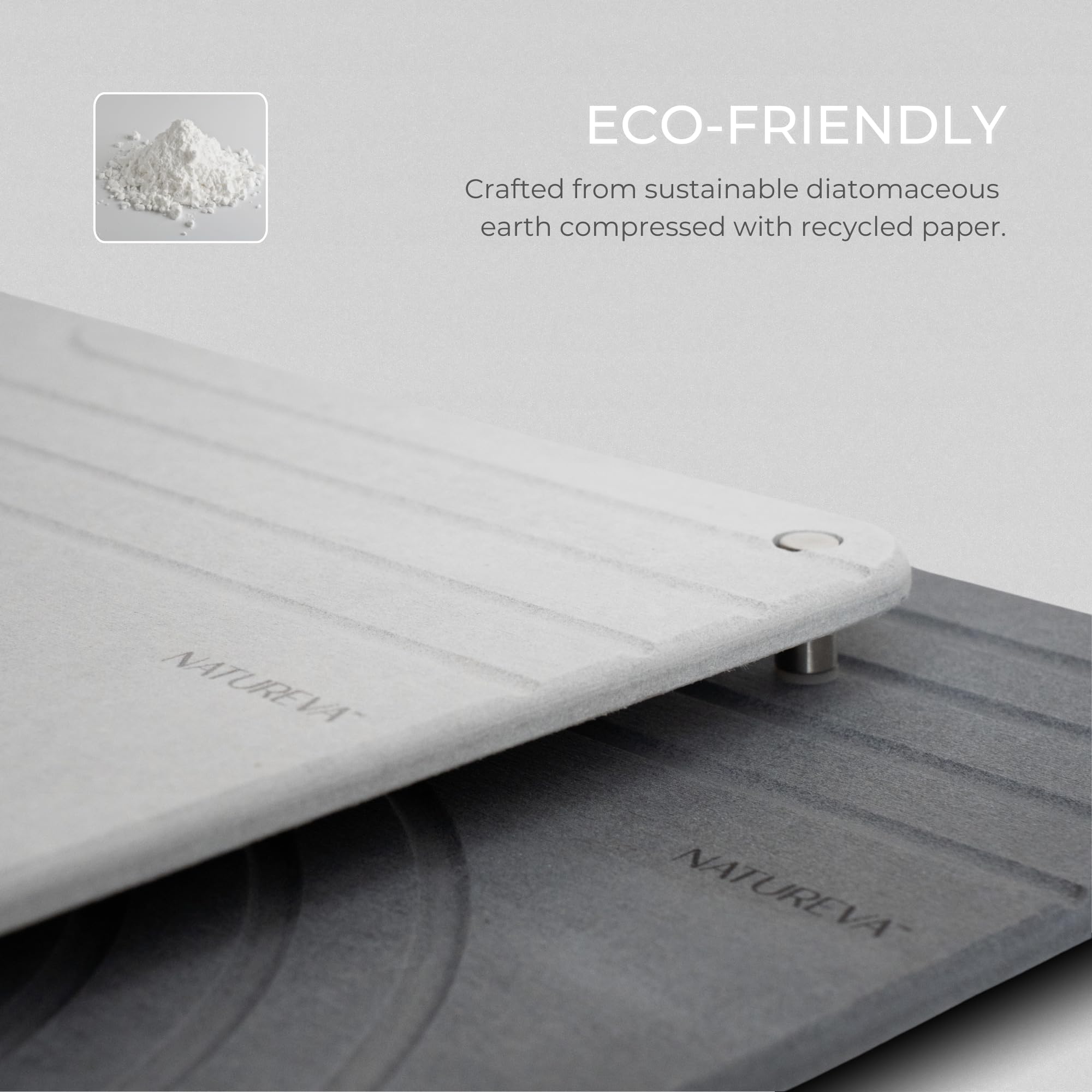 Natureva Stone Dish Drying Mat - Super Absorbent, Quick Dry Diatomite Mats for Kitchen Counter - Made of Natural Diatomaceous Earth Absorbing Water Instantly - Tide - Graphite