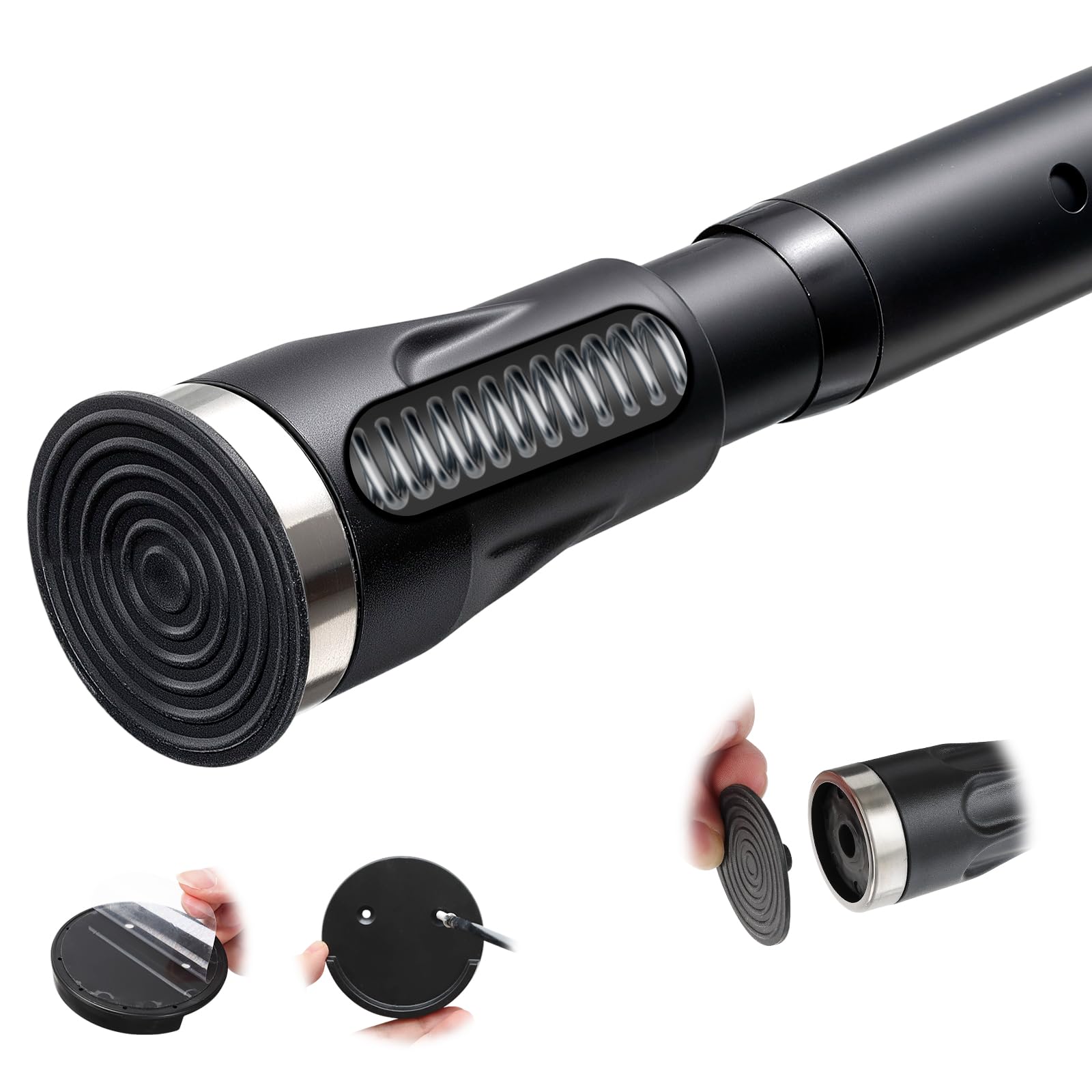 Tension Shower Curtain Rod, 42 to 115 inch Adjustable Heavy Duty black shower tension curtain rod for bathroom Closet Windows