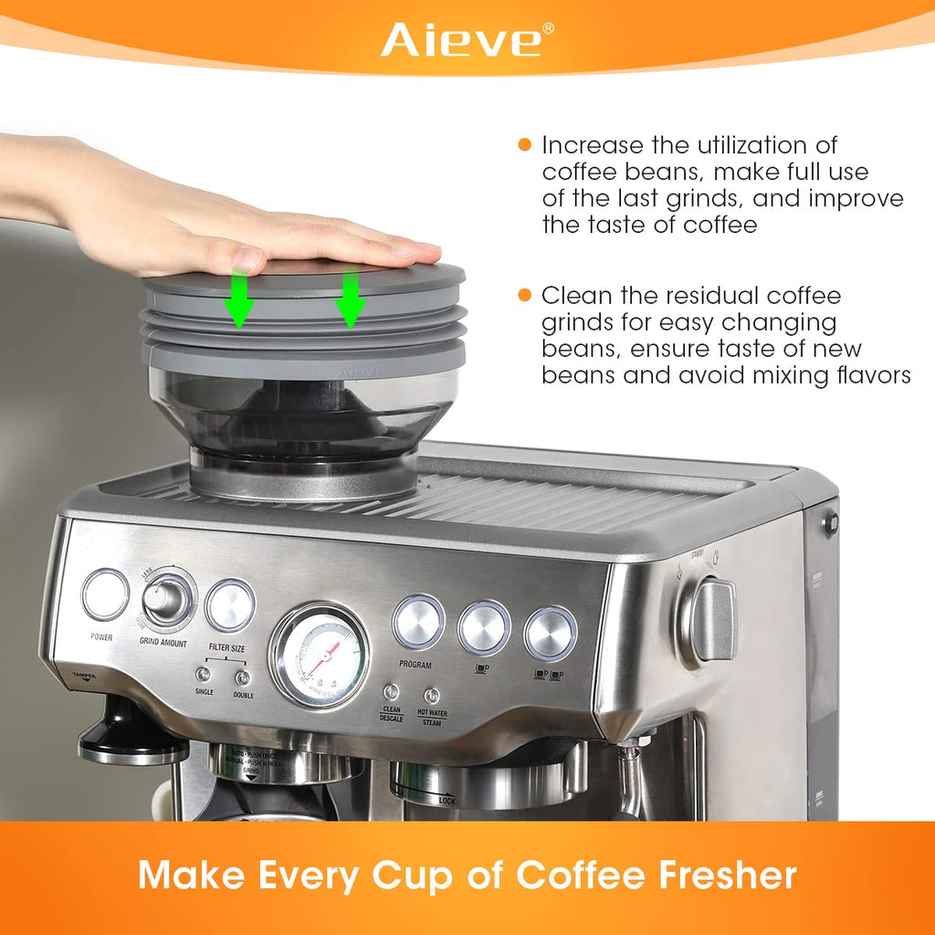AIEVE Silicone Bellow Compatible for Breville Barista Express, Single Dose Hopper for Breville Espresso Machine,Gray