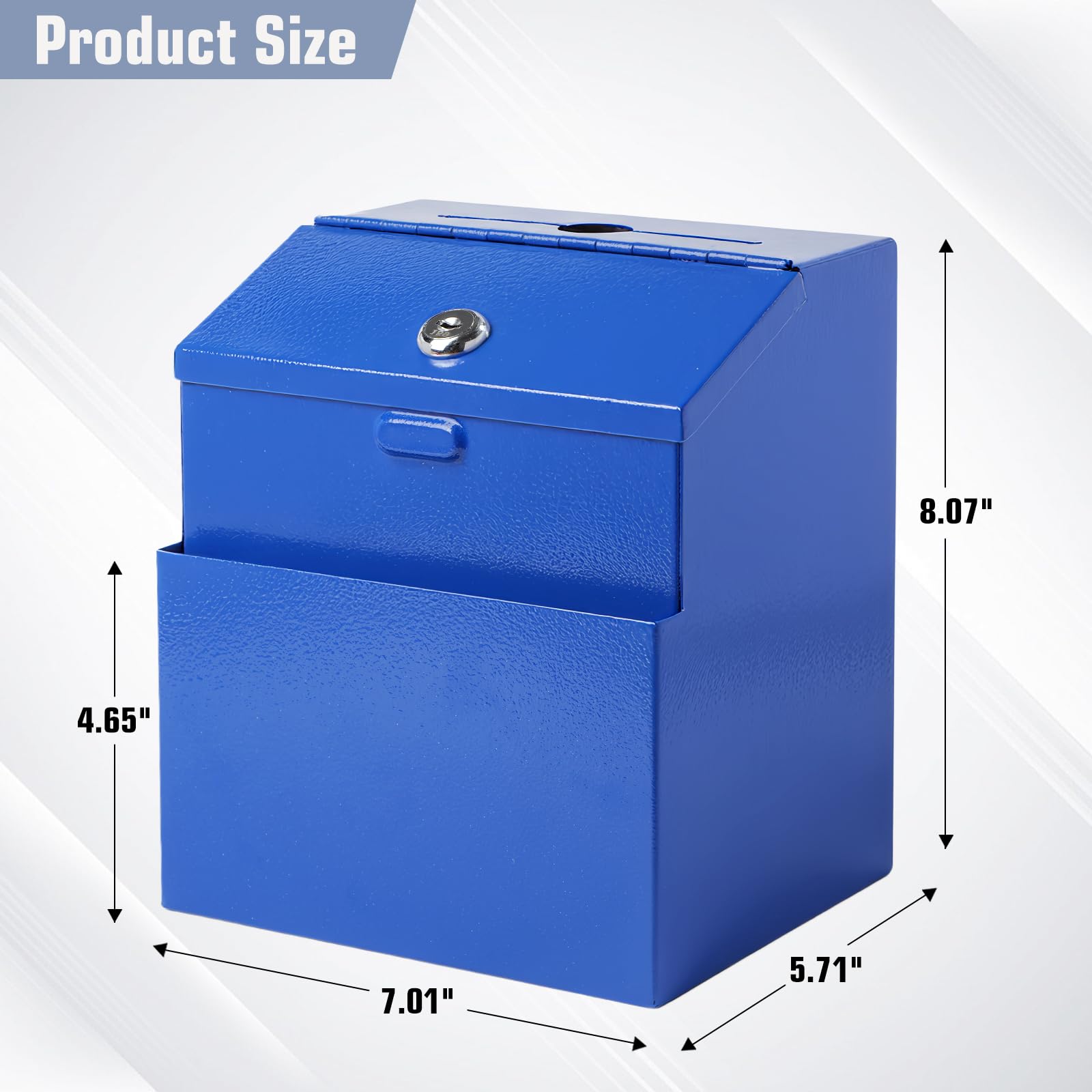 Suggestion Box with Slot and Lock & 50 Suggestion Sheets Wall Mounted Donation Box with Lock Steel Blue