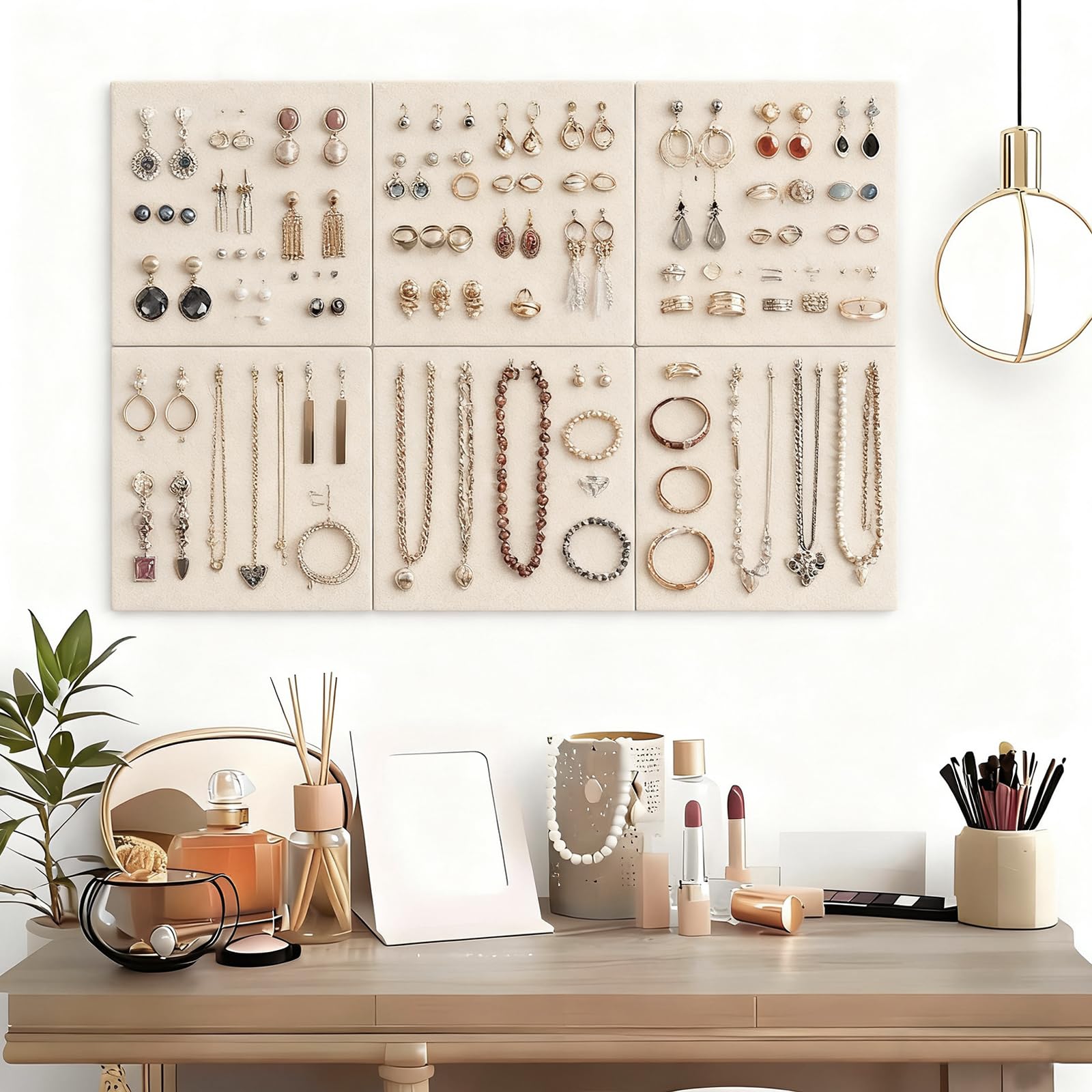 Large Felt Bulletin Board, 36" x 24" Cork Board Alternative 6 Pack Felt Wall Tiles Bulletin Board with 40 Safe Removable Adhesive Tabs, Wall Tiles Tack Push Pin Boards for Home Office Classroom