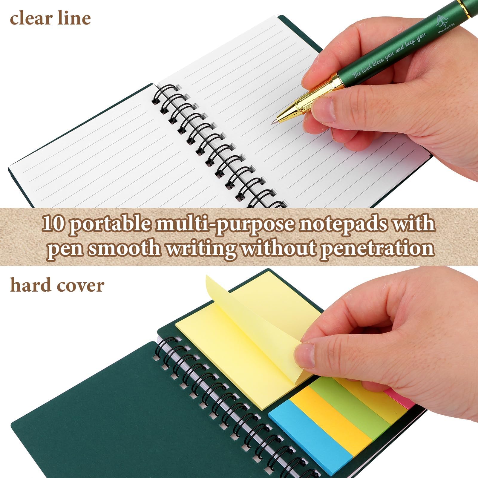 10 Set Christian Gifts Bulk Spiral Religious Notebook with Sticky Notes and Bible Verse Ballpoint Pen Scripture Journal Church Prayer Notepad Clergy Appreciation for Pastor Employee Sunday School