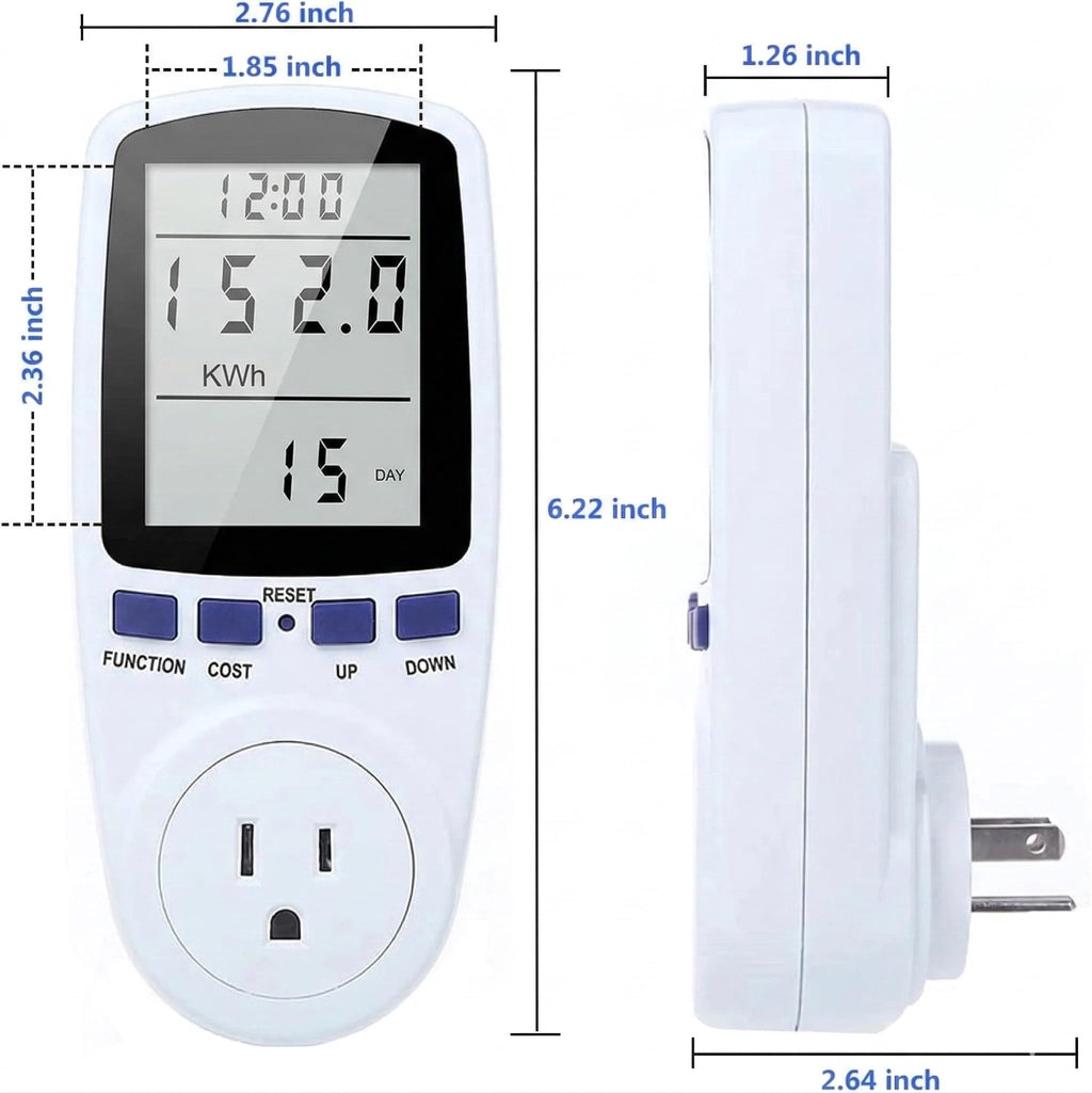 Stanz (TM) Plug Power Meter Monitor Energy Watt Voltage Amps Meter with Electricity Usage Monitor Max 15A 1800W