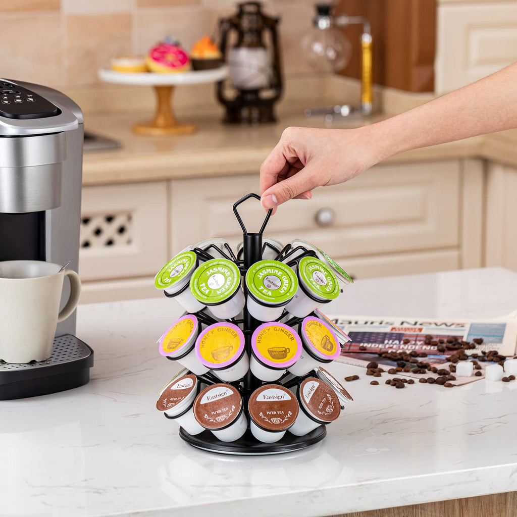 Rice rat K Cup Storage Coffee Capsules Pod Holder Carousel Capsule Display Storage for k cup（27pods-3tiers）