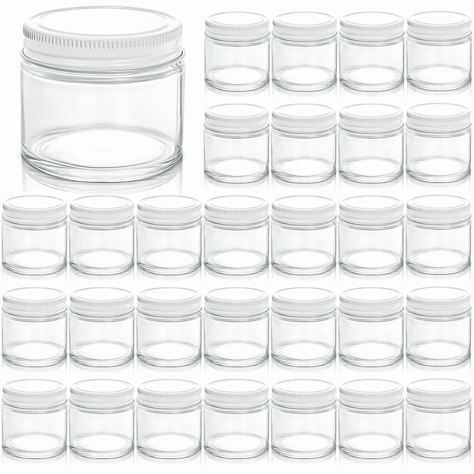 TOPZEA 30 Pack Small Glass Jars with Lids, 2 Oz Round Clear Straight Sided Canning Jars Spice Jars Mason Jars Food Container for Cream, Lotions, Ointments, Herbs, Spices and Wedding Favor