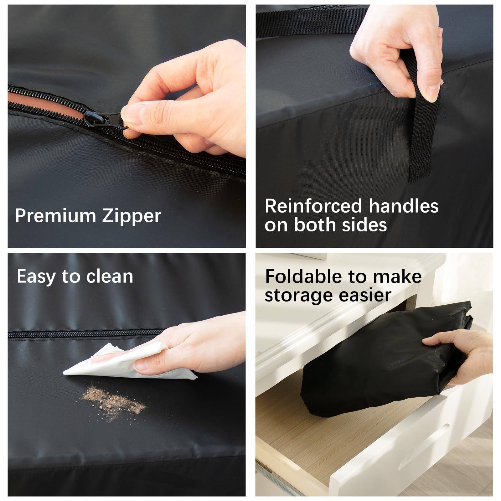 6 Pack Extra Large Moving Bags with Reinforced Zippers, Foldable Heavy Duty Moving Boxes with & Handles,Storage Bags For Space Saving, Clothing Storage Christmas Decor Storage,Traveling