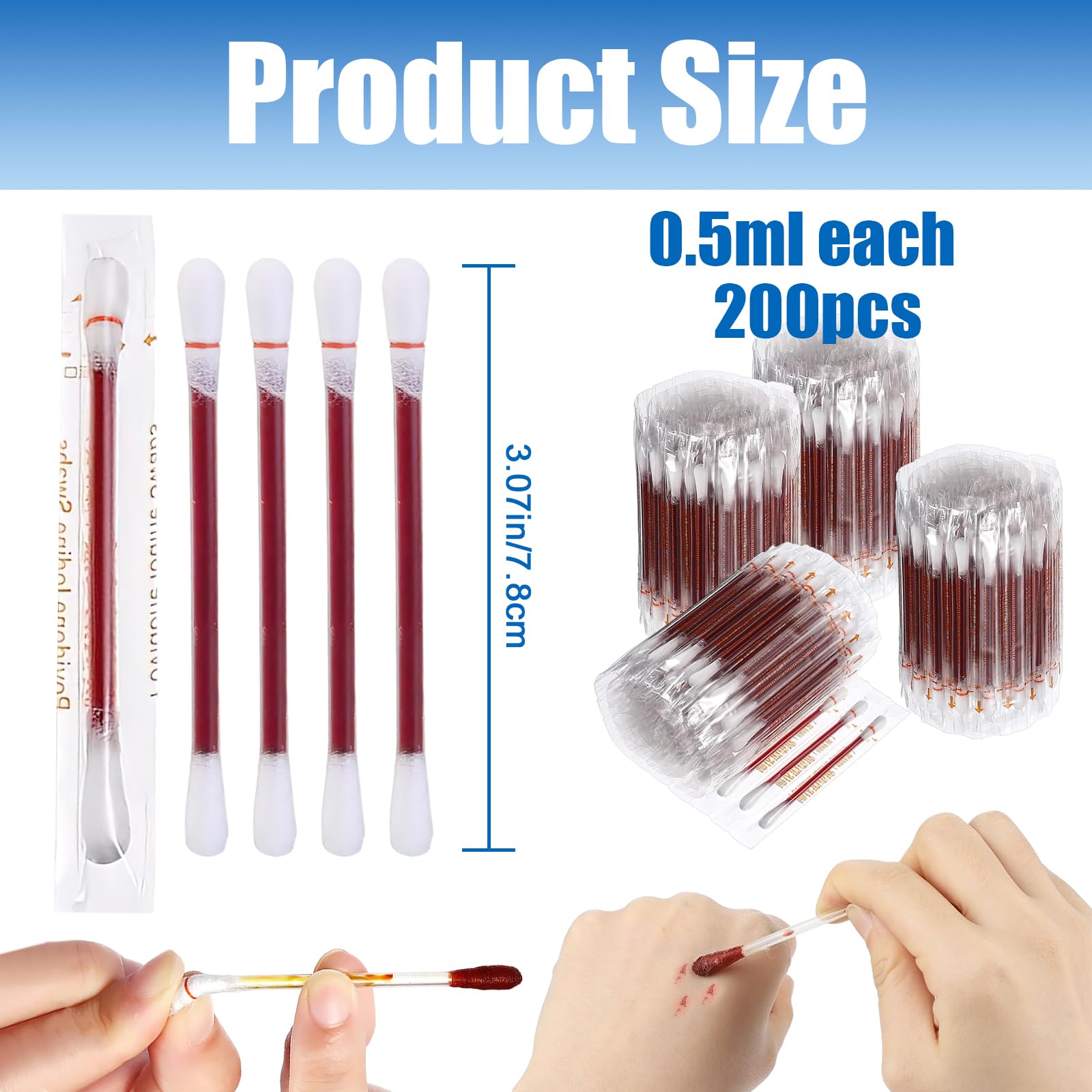 Iodine Swabs, 200 Pcs Disposable Iodine Swabs, Iodine Swabs Individually Wrapped for Nose Care, Disinfection Wound, Outdoor Medical Supplies