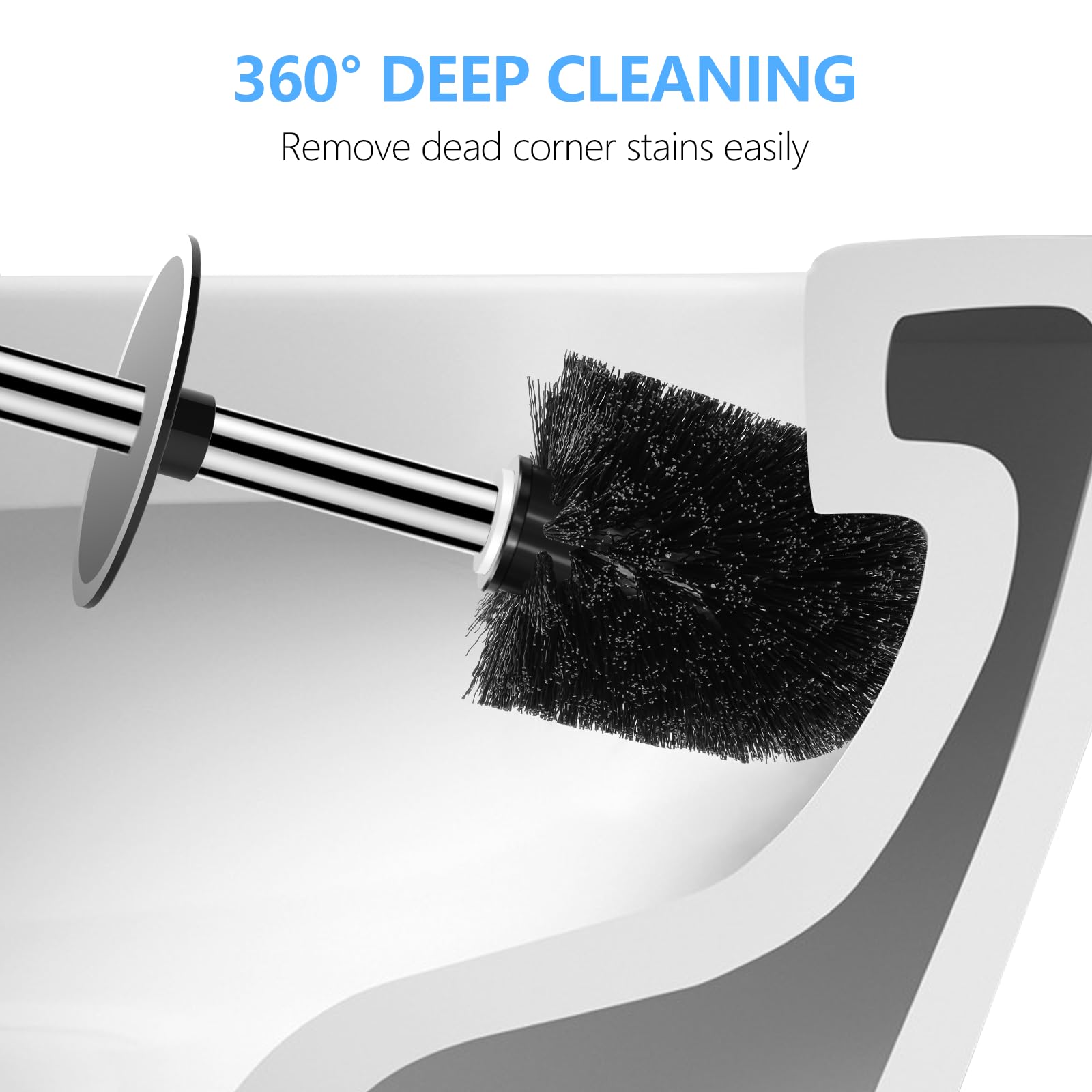 SetSail Toilet Brush, Compact Size Toilet Bowl Brush and Holder Toilet Brushes for Bathroom with Stainless Steel Handle Toilet Cleaner Brush with Durable Scrubbing Bristles, 2 Packs