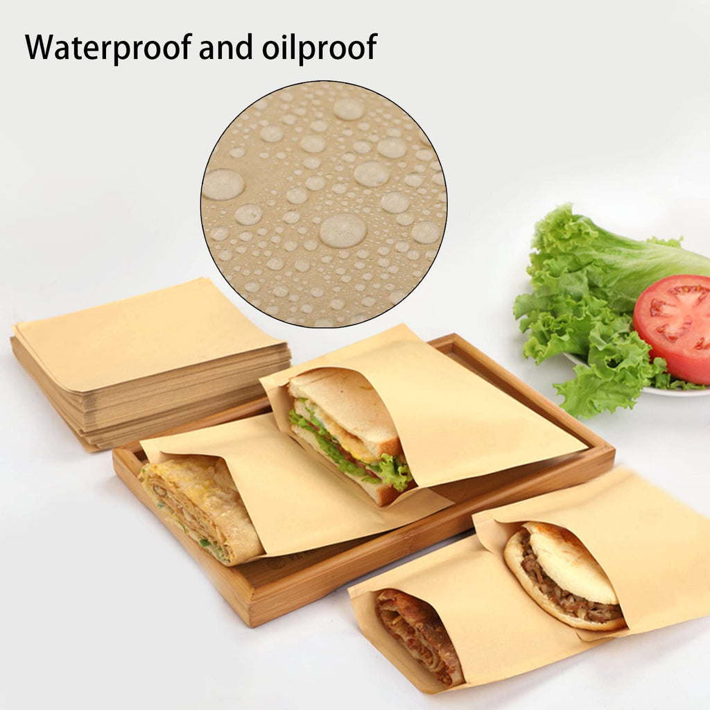LoveBB Kraft Paper Treats Bags - 200 Pcs Brown Wax-lined Paper Packing Bags for Bakery Cookies, Bread, Snacks (5.9 x 7.9 inch)
